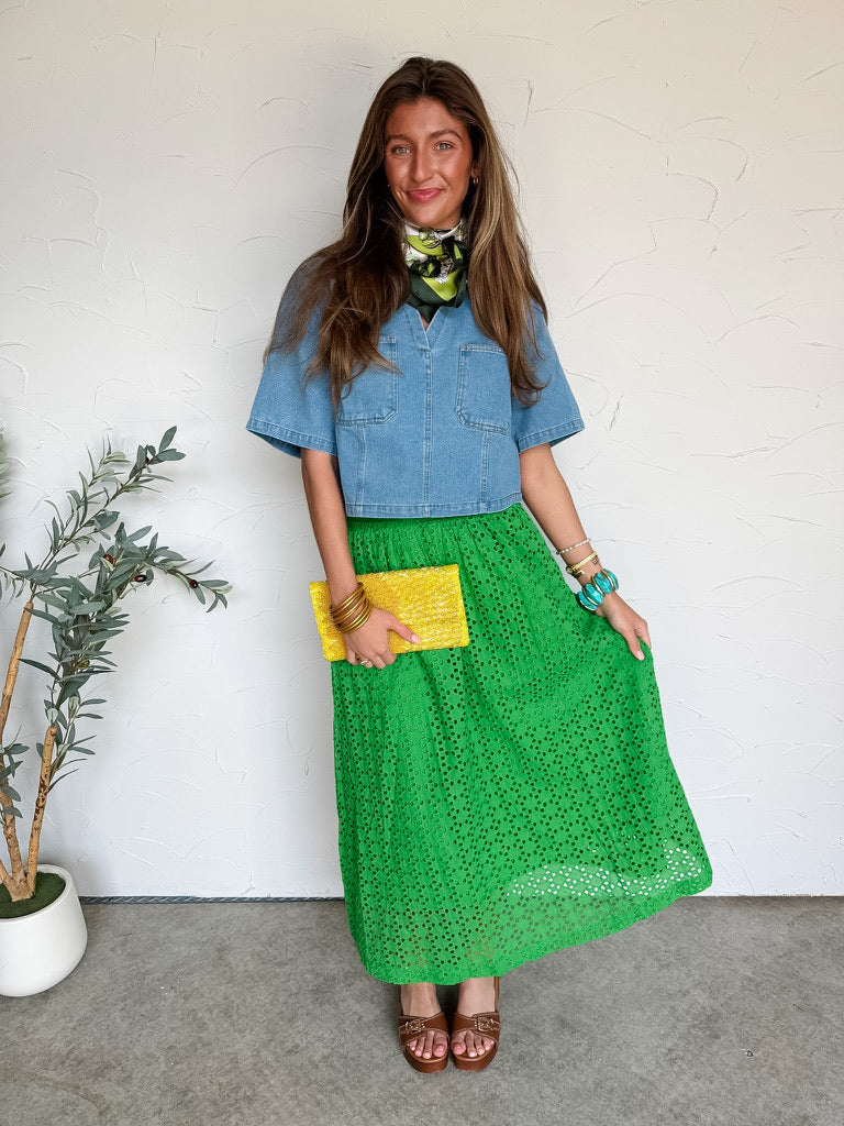 All The Blues Collared V Neck Top