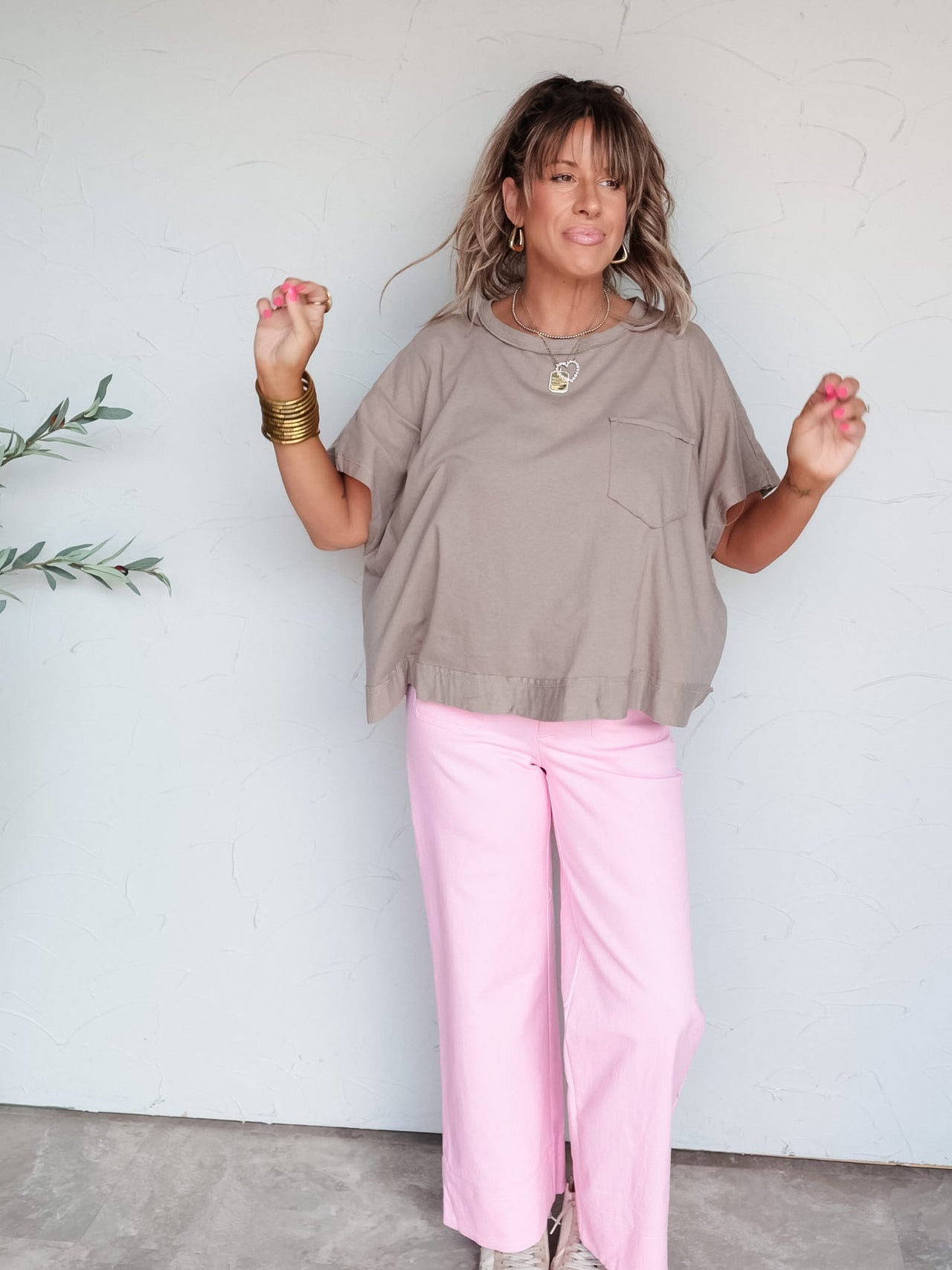 Exactly What I Want Oversized Boxy Top- Cocoa