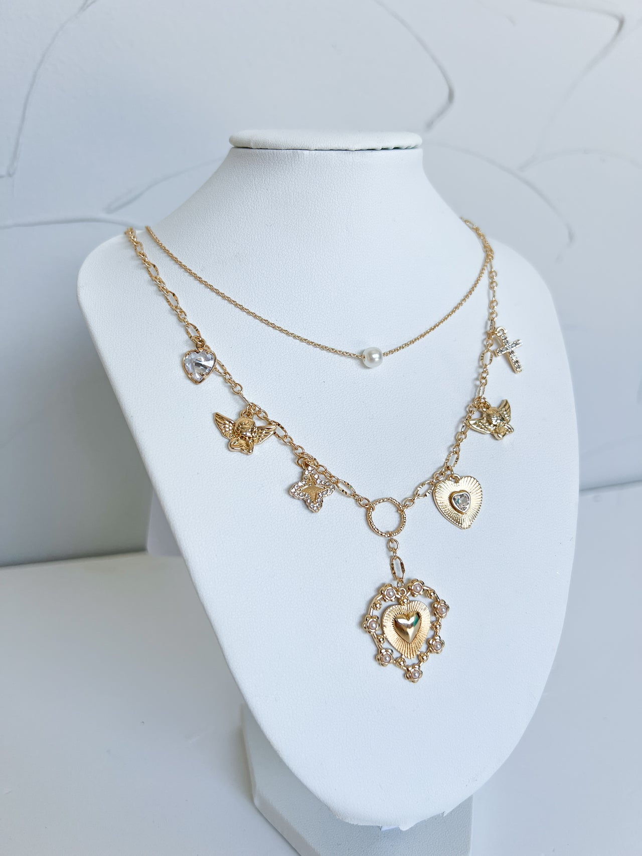 Evelyn Pearl And Charm Necklace