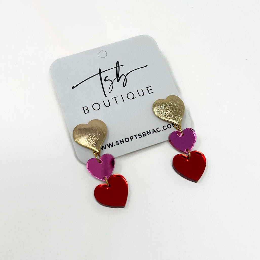 Pink & Red Heart Dangles