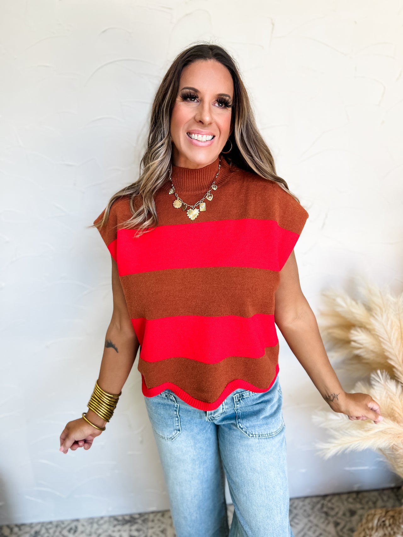 Choose Your Happy Color Block Cap Sleeve Top