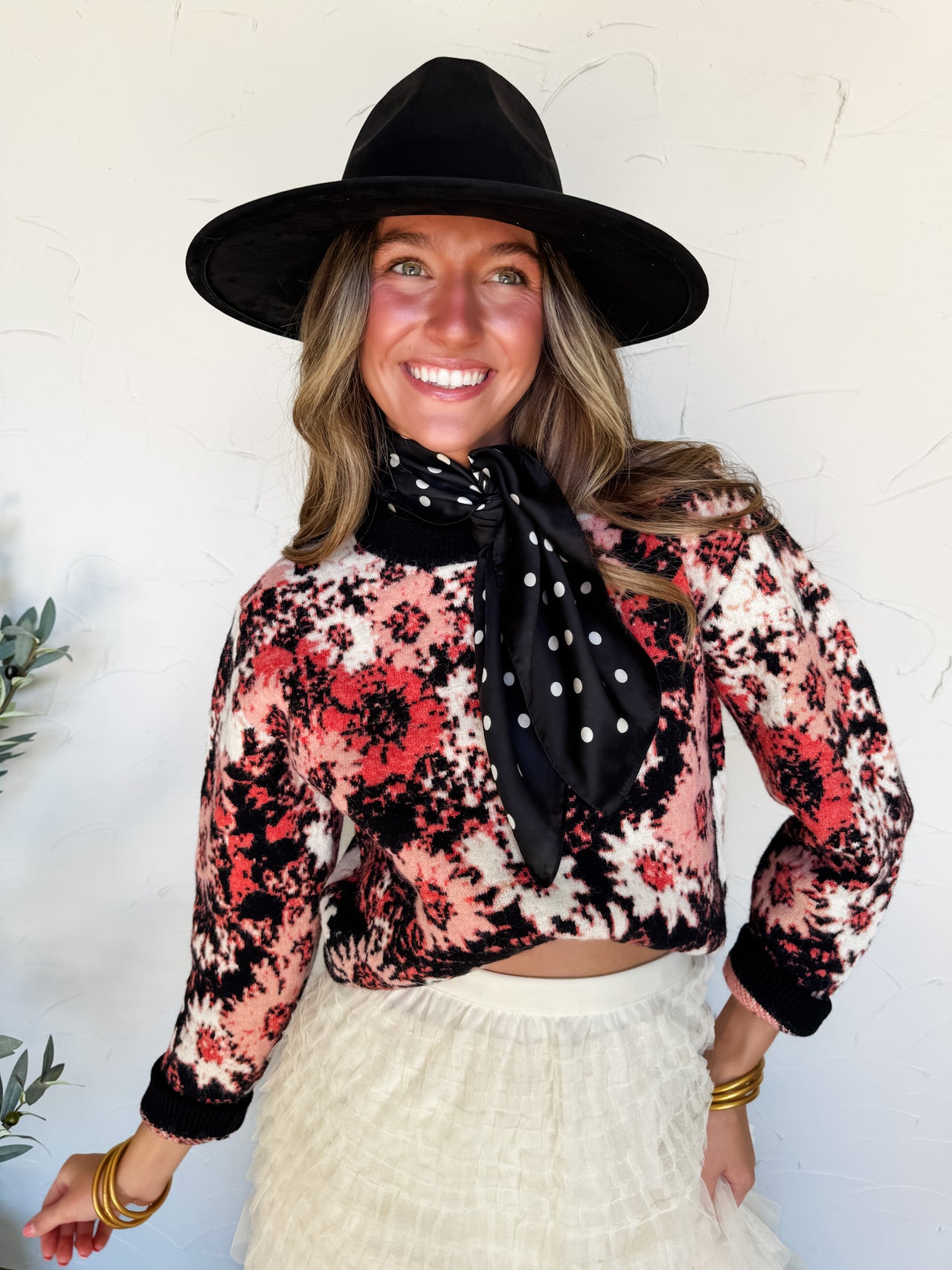 All The Flower Power Jacquard Sweater Top