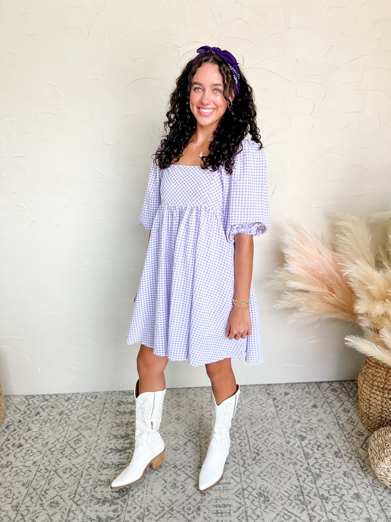 Making Someone Smile Plaid Babydoll Dress