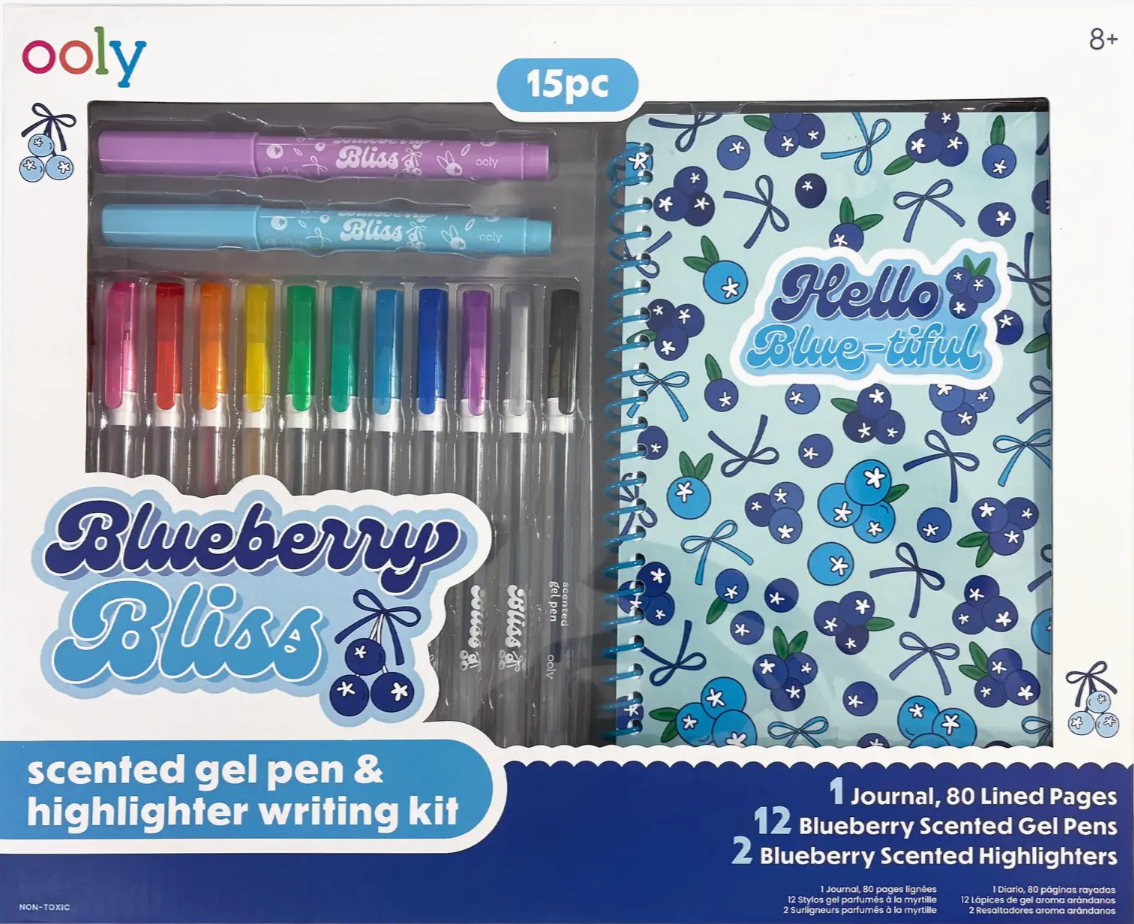 Blueberry Bliss: Scented Gel Pen & Highlighter Writing Kit