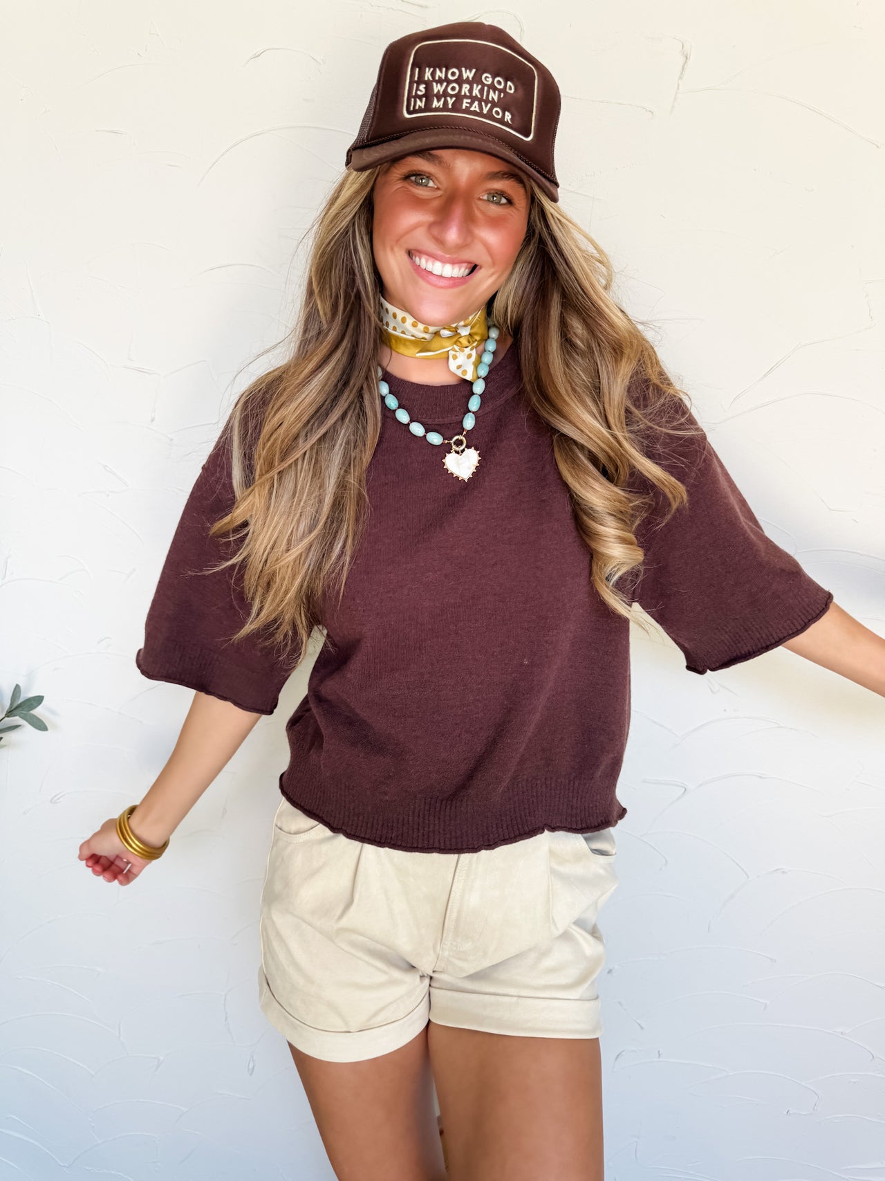 Keeping It Cute Solid Knit Sweater- Brown