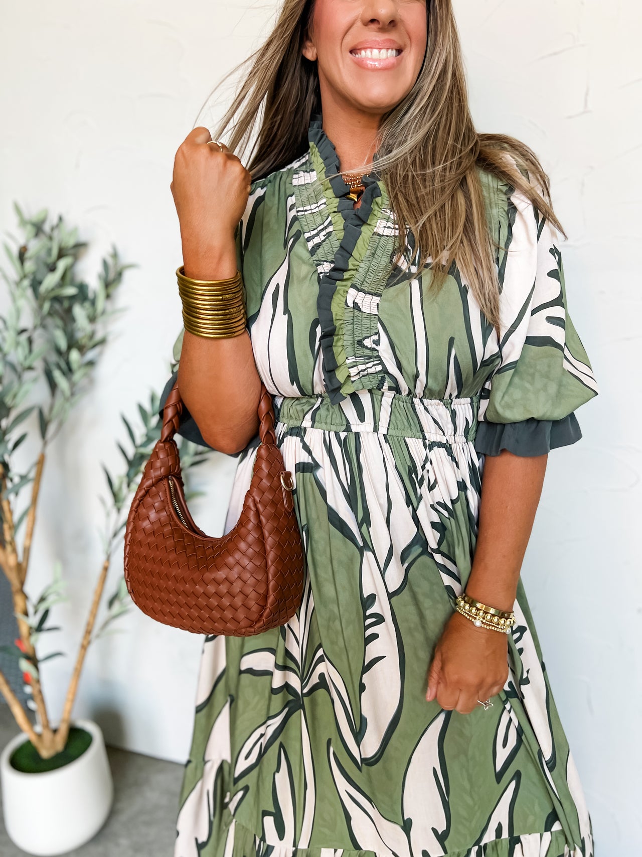 Be Humble Leaf Midi Dress