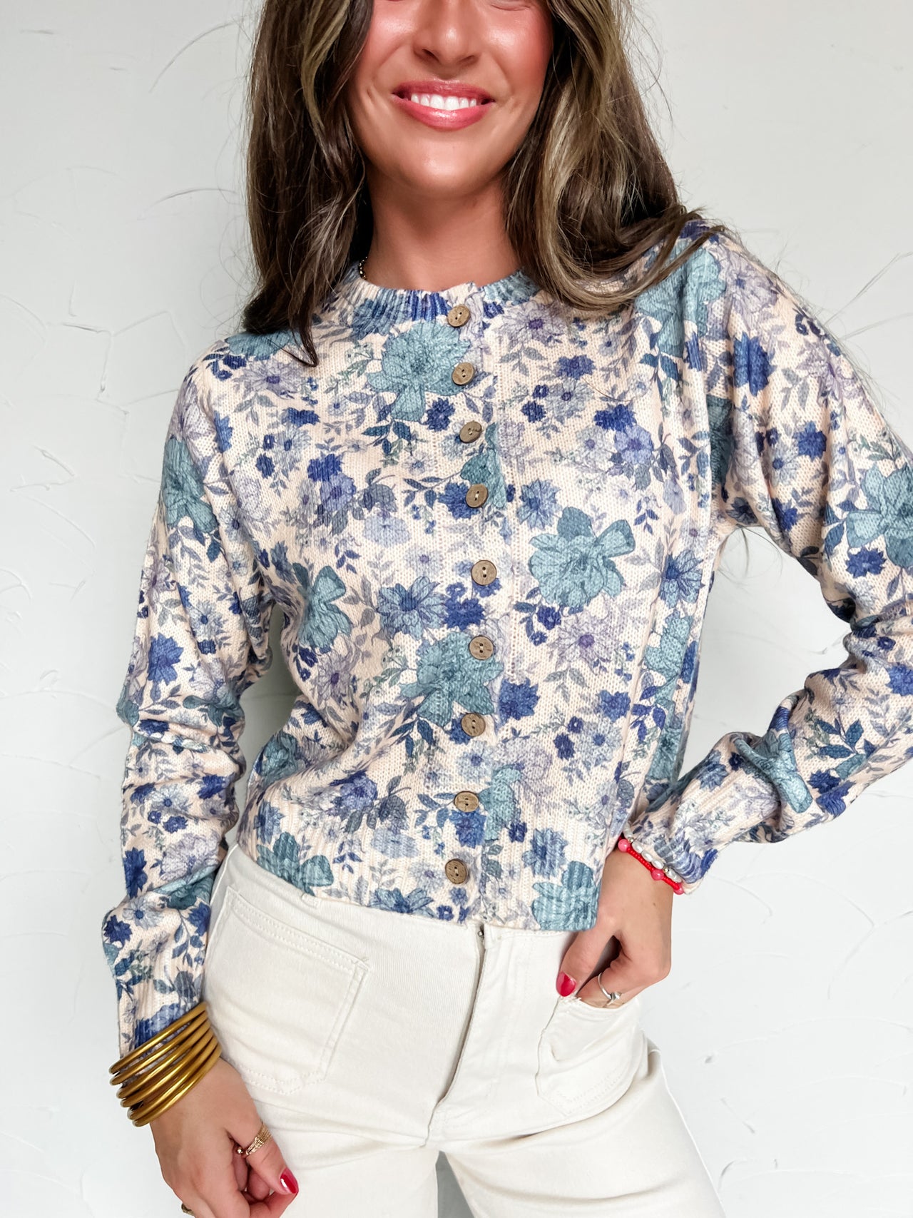 This Little Life Floral Sweater Cardigan Top