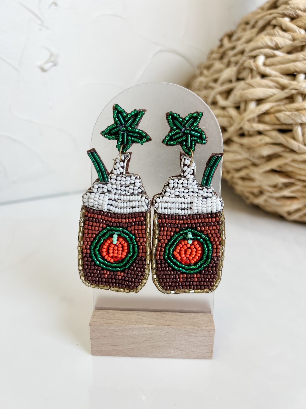 Pumpkin Spice Latte Beaded Earrings