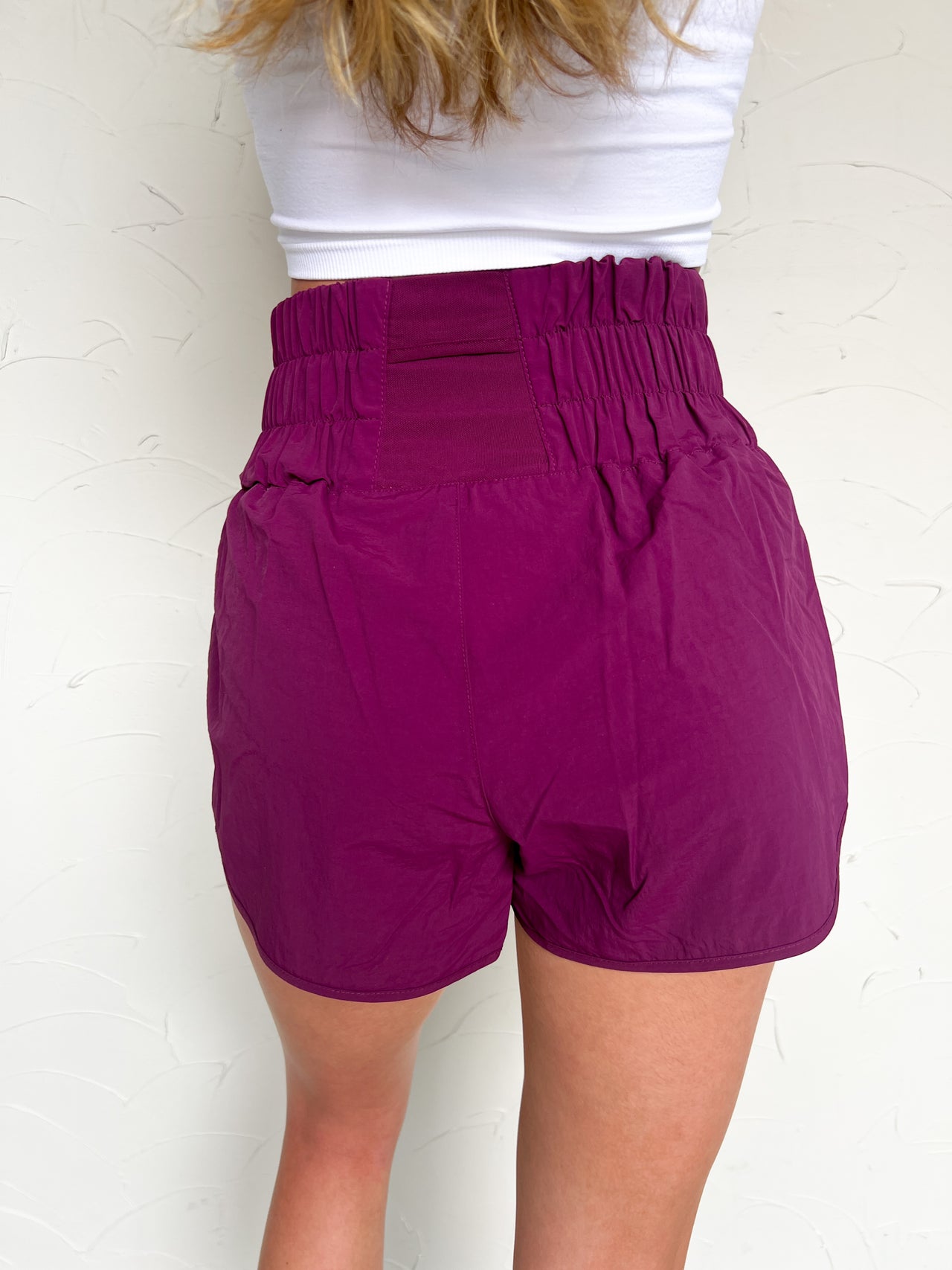 Calling All Runners Smocked Shorts- Plum