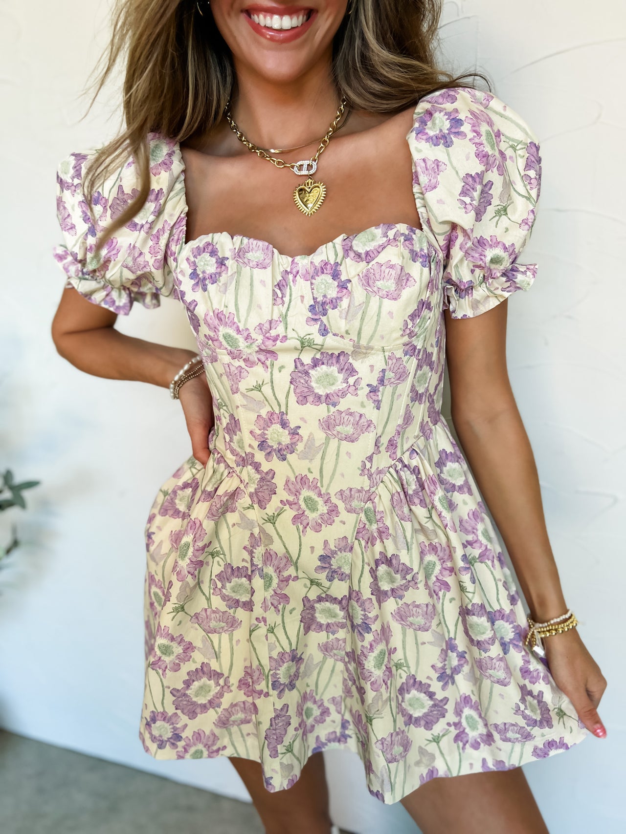 All Figured Out Lavender Floral Bustier Dress