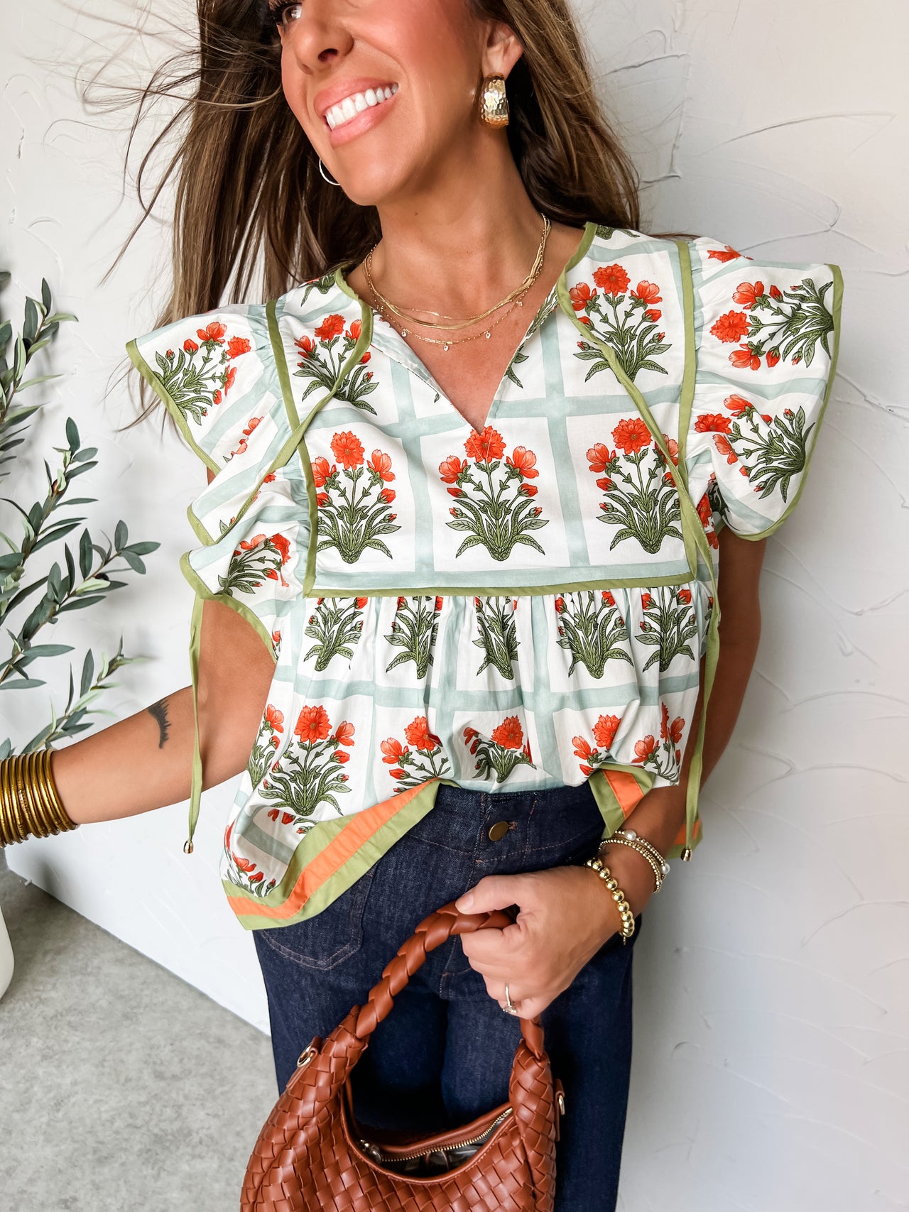 All Together Now Cap Sleeve Printed Top