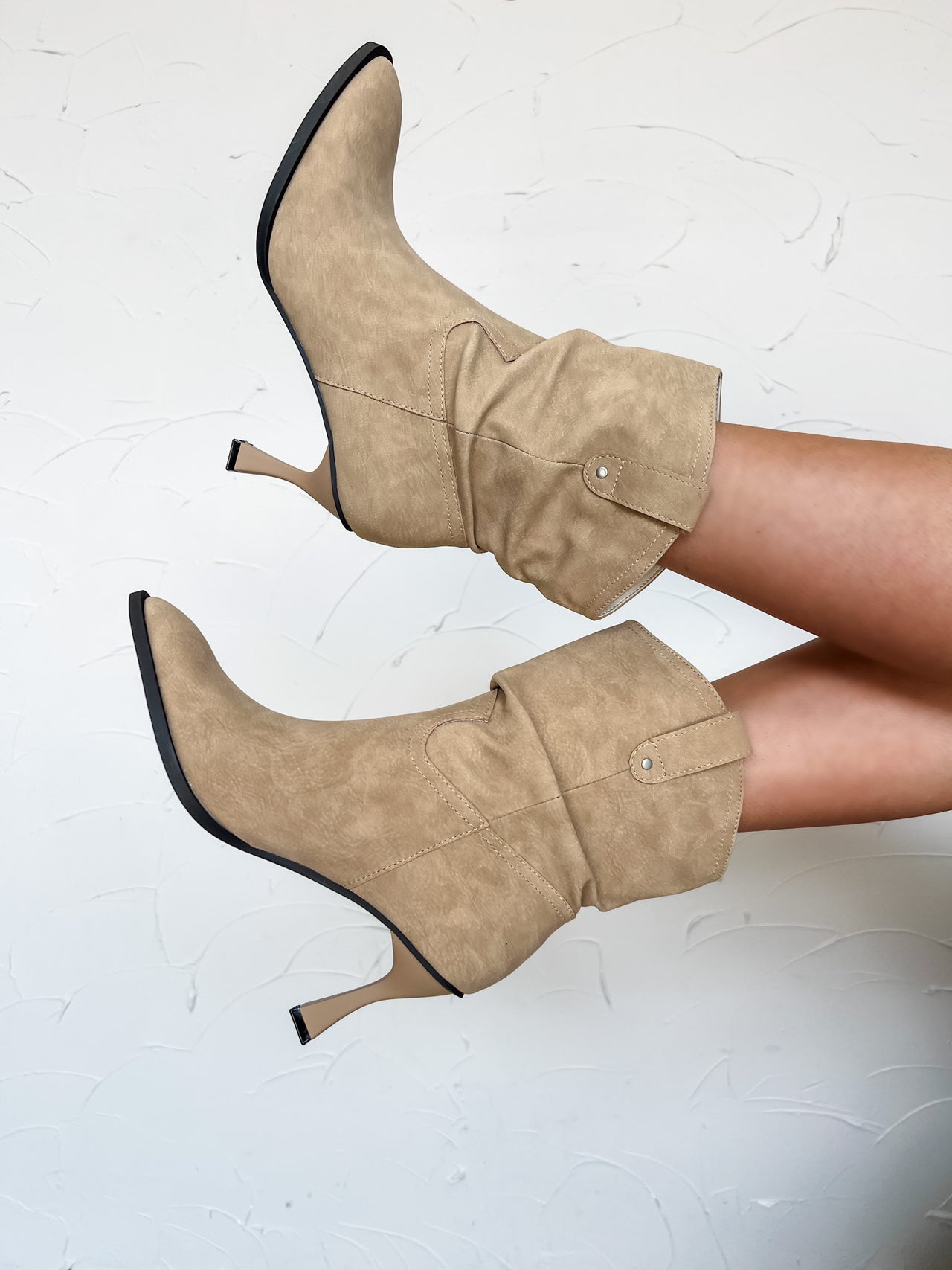 The Jolene Kitten Heel Western Boot- Khaki