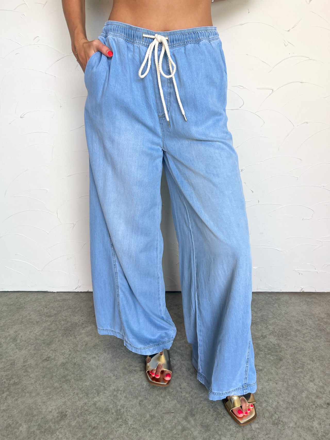 Draw The Line Mineral Washed Wide Leg Pants