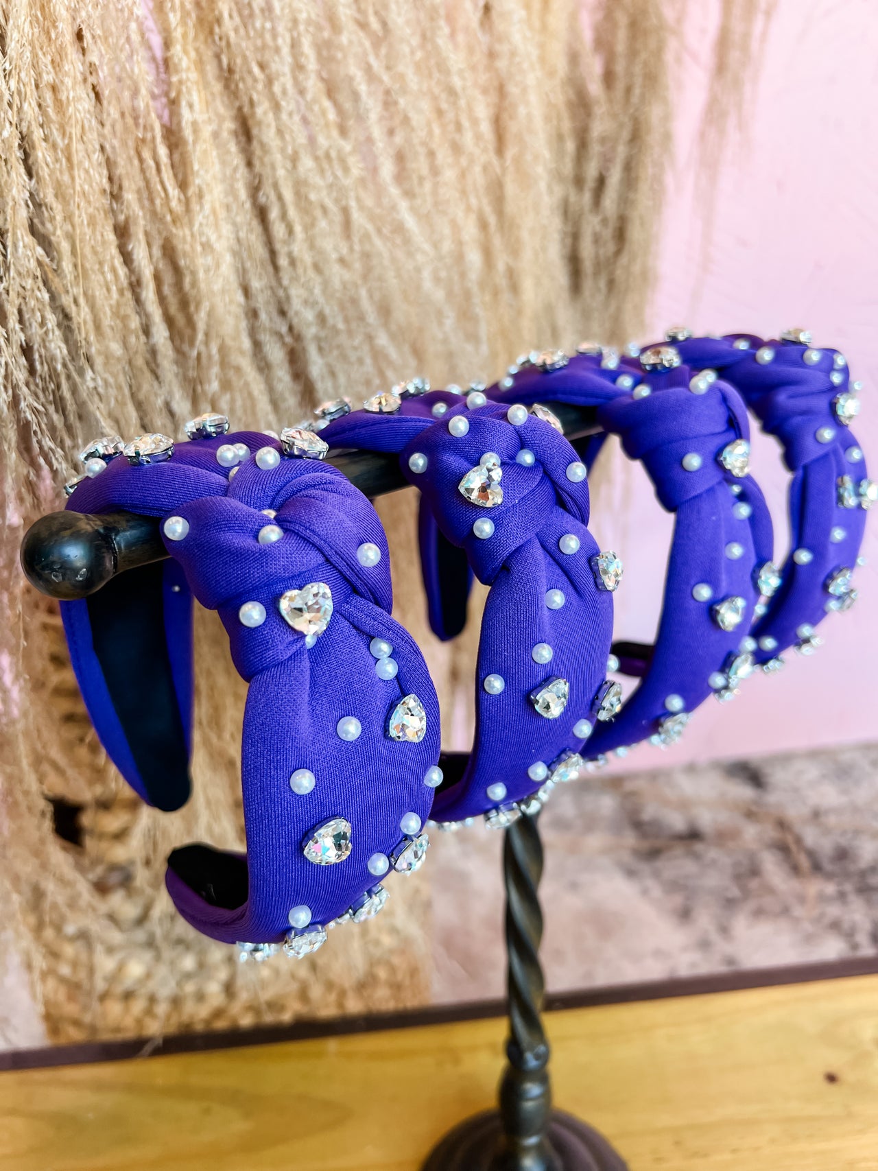 Purple Heart Rhinestone Headband