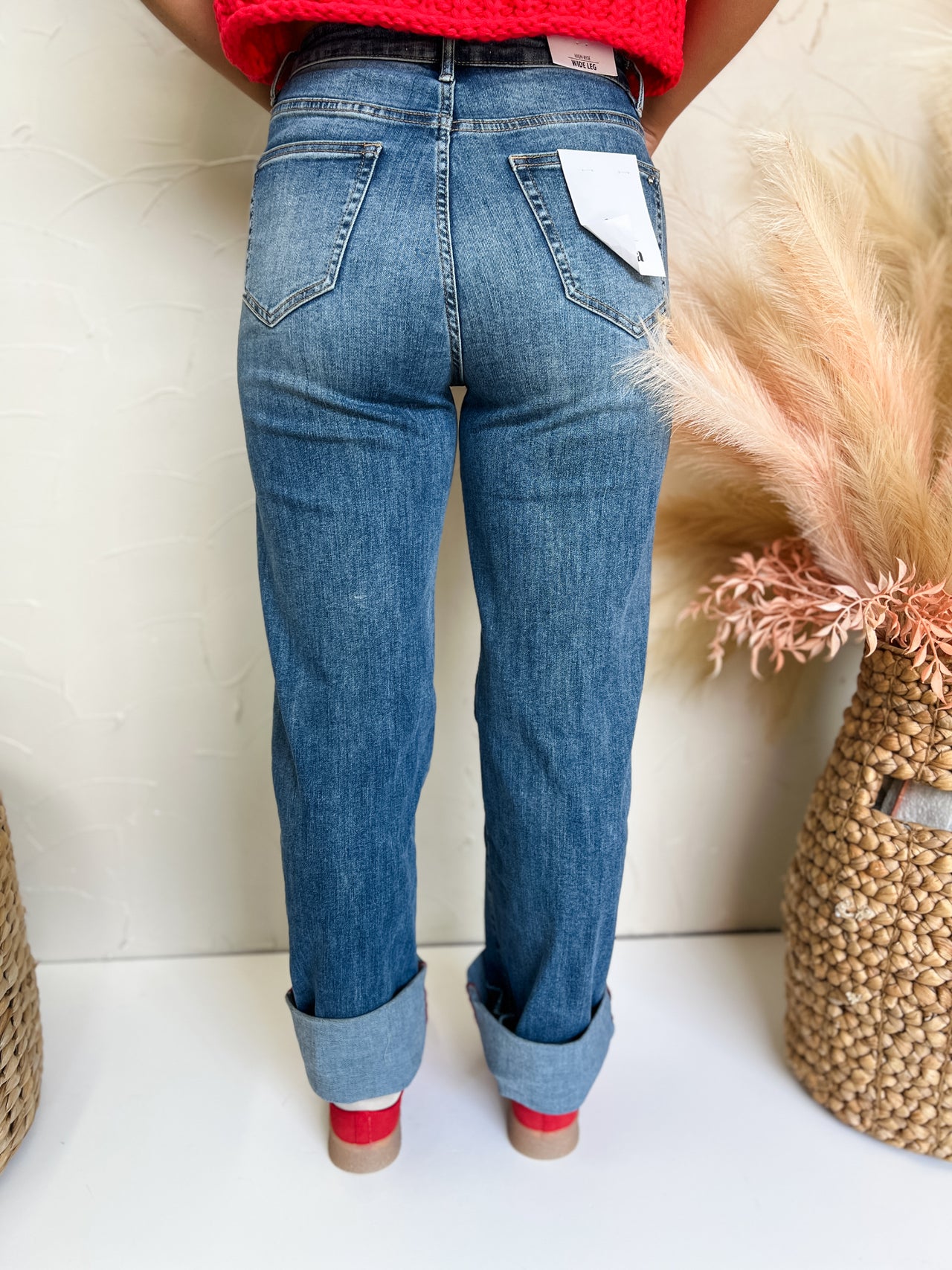 See You Later High Rise Cuff Hem Jeans