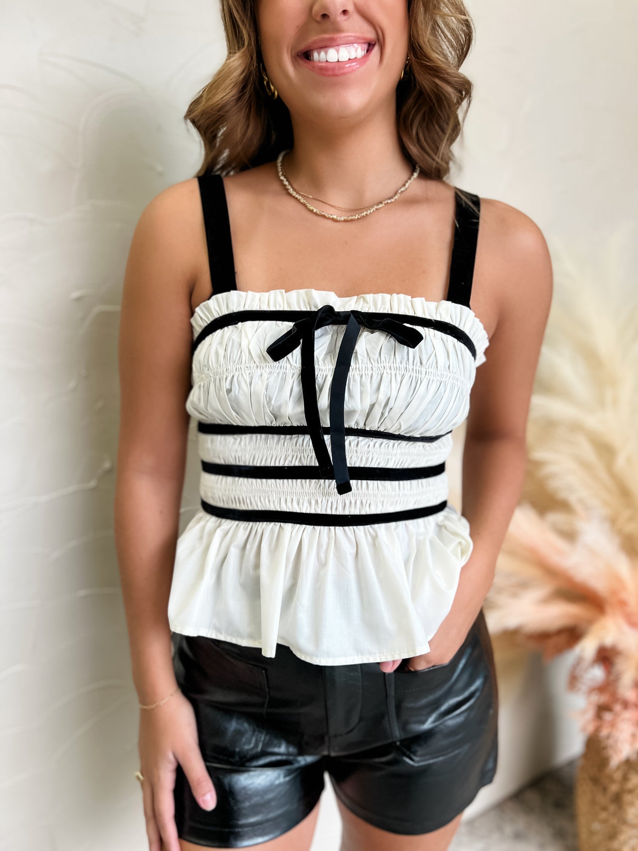 Tiny But Bold Stripe Top- Cream