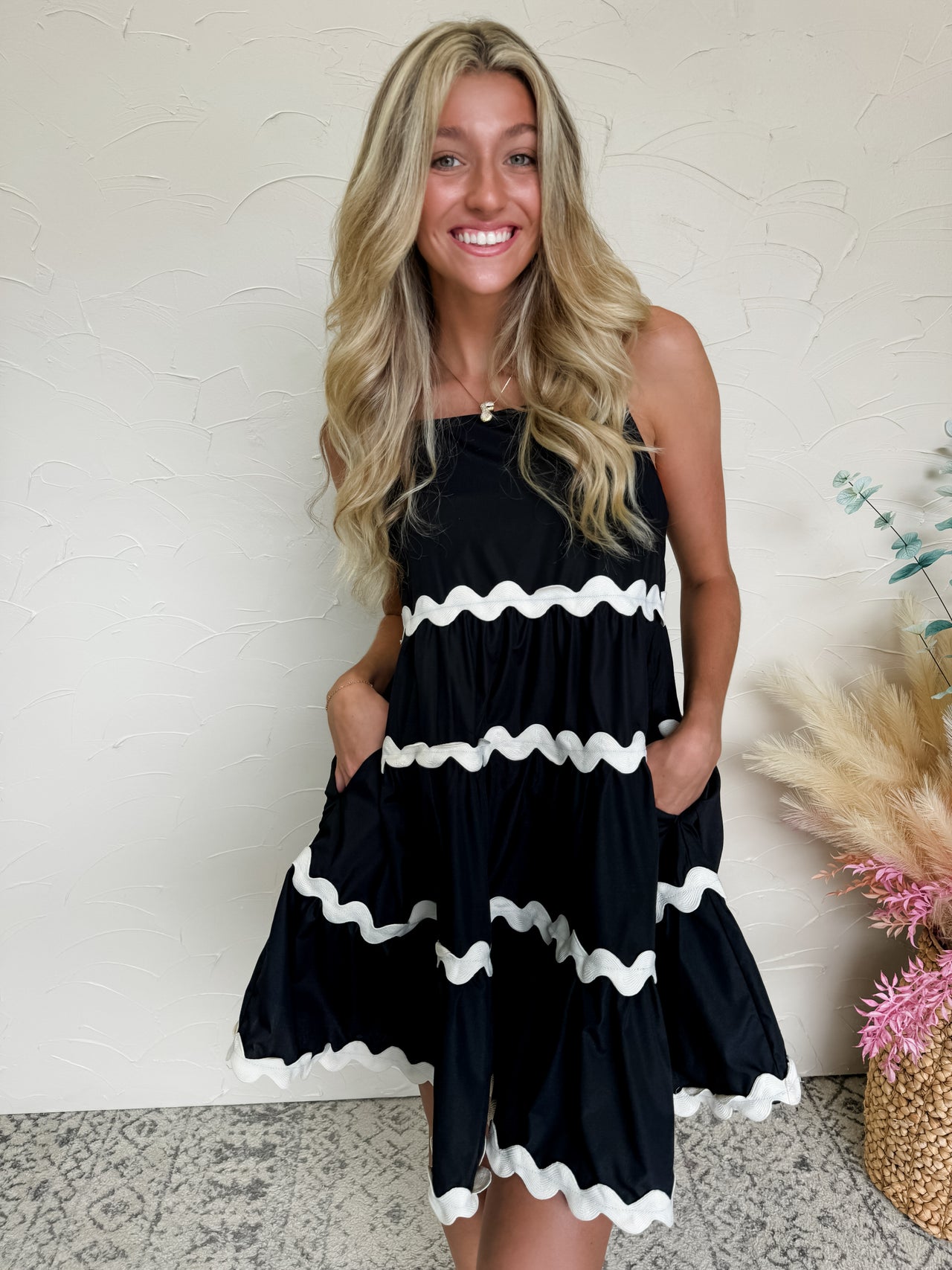 Graceful Presence Tiered Dress- Black