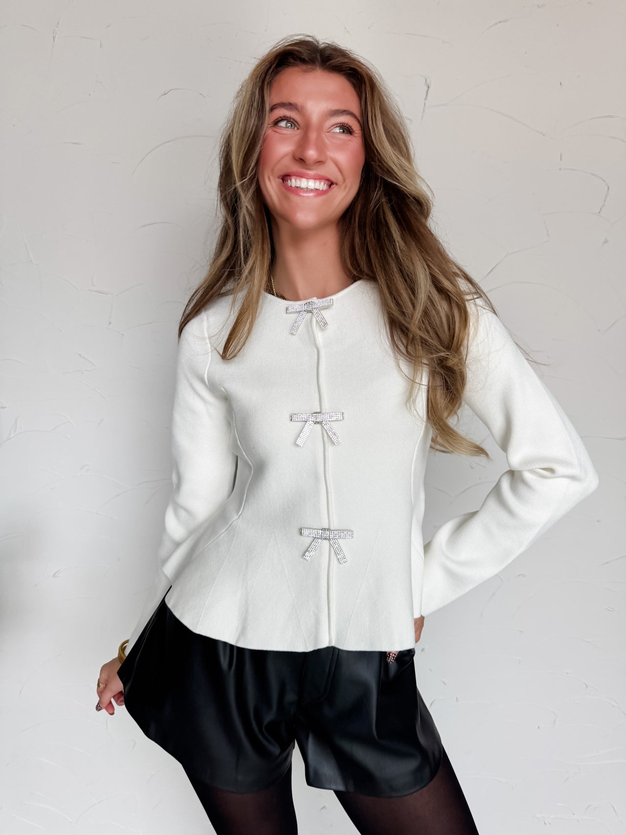 Diamond Kind Of Girl Bow Peplum Top