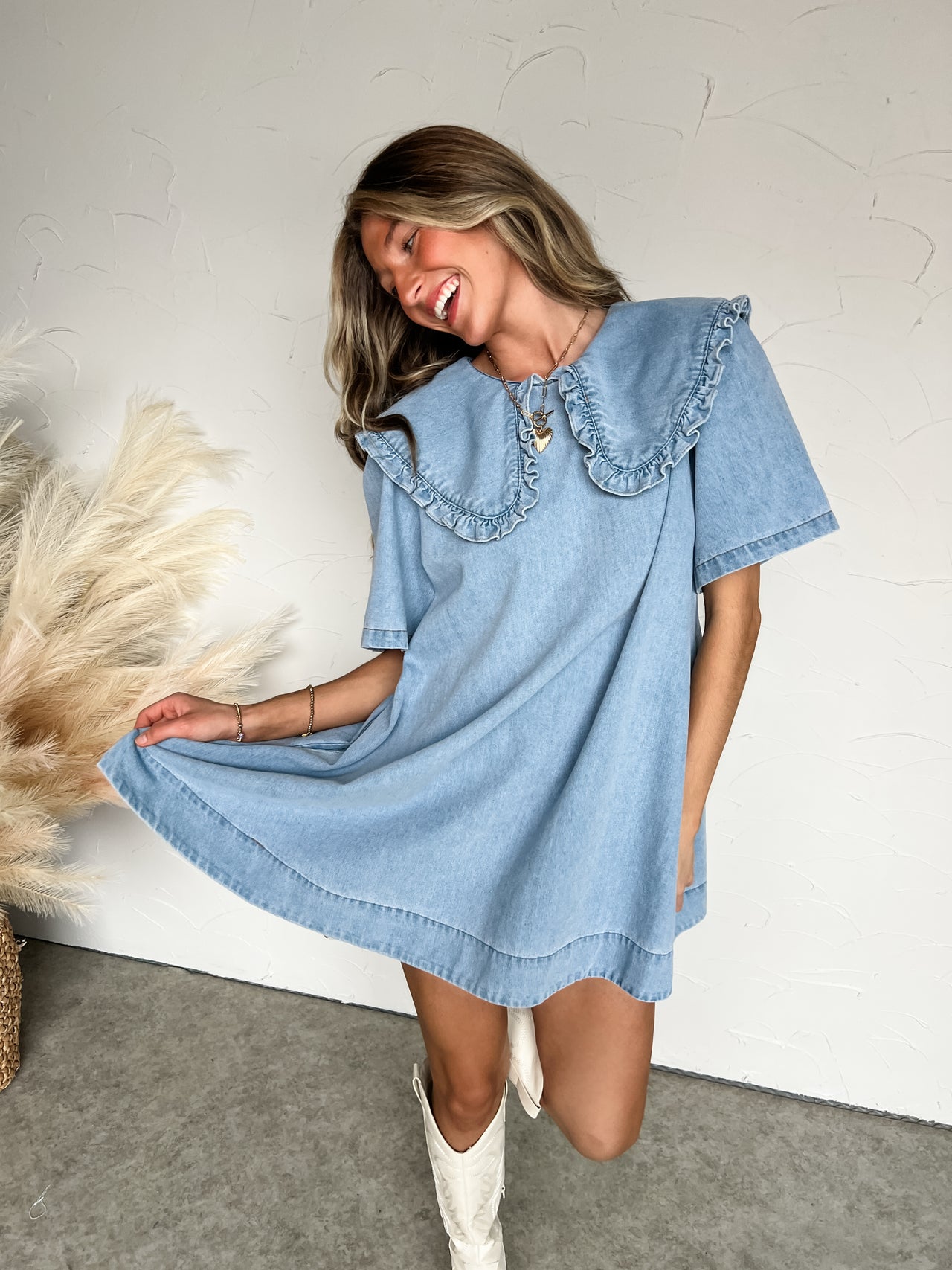 Short And Sweet Denim Mini Dress