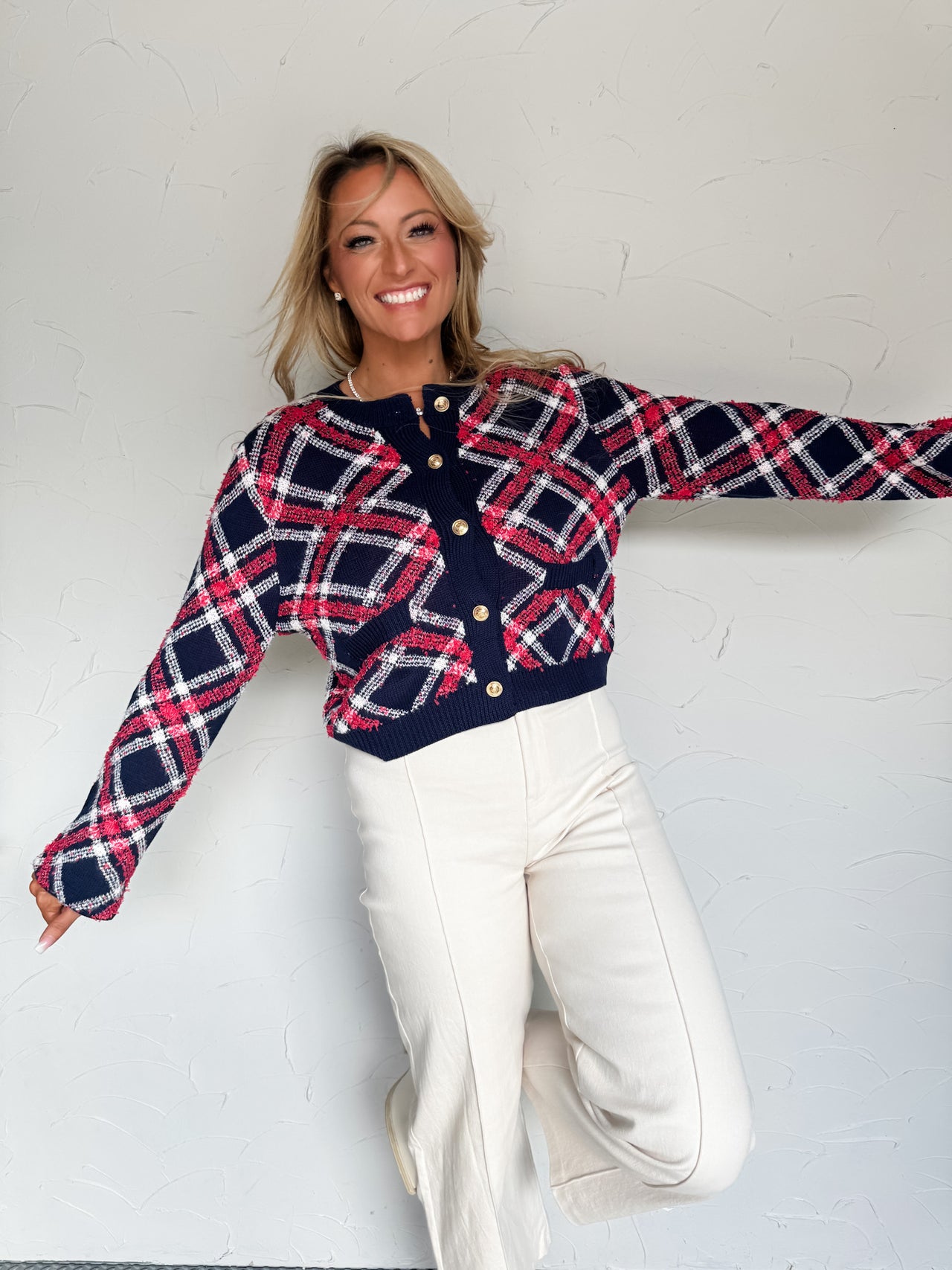 Quick Decisions Navy Argyle Button Up Cardigan