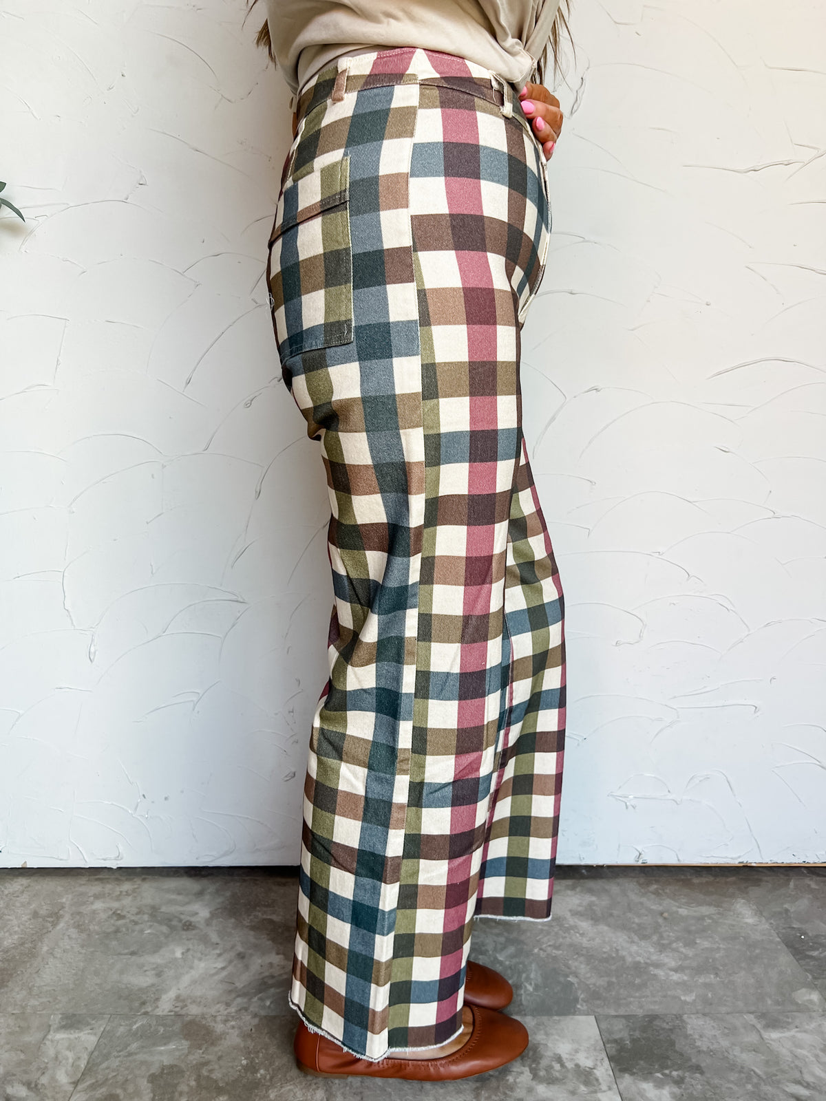 Main Character Gingham Wide Leg Jean