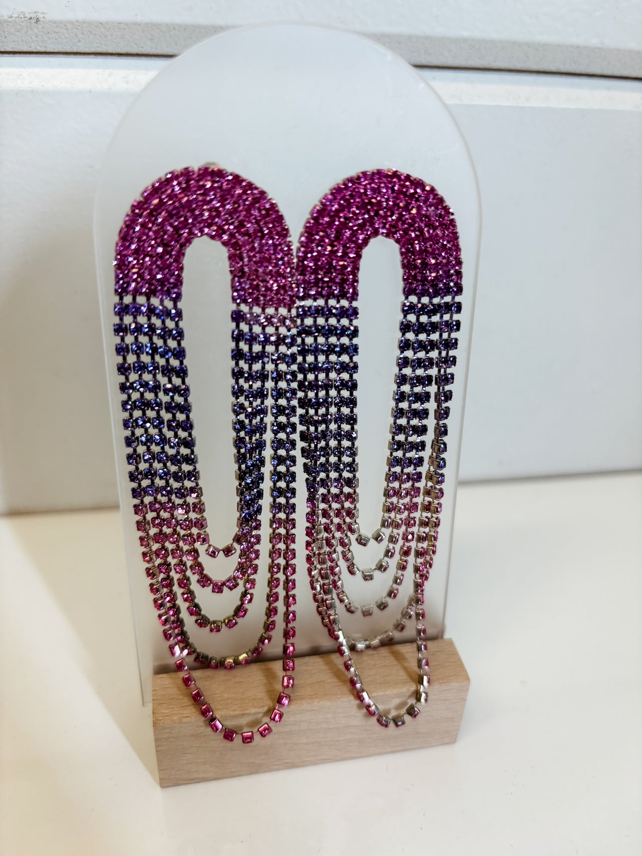 Pink & Purple Rhinestone Drop Earrings