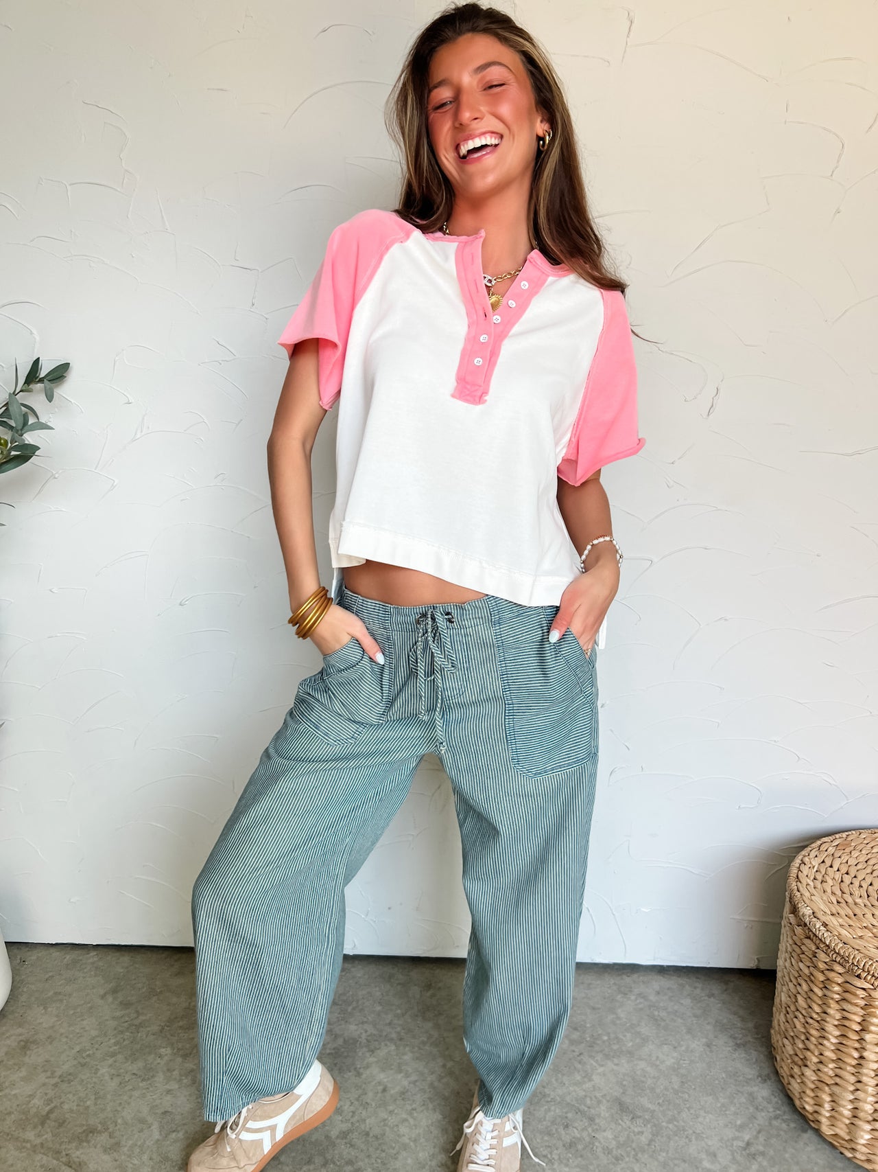 How Do You Like Me Now Raglan Knit Top- Pink