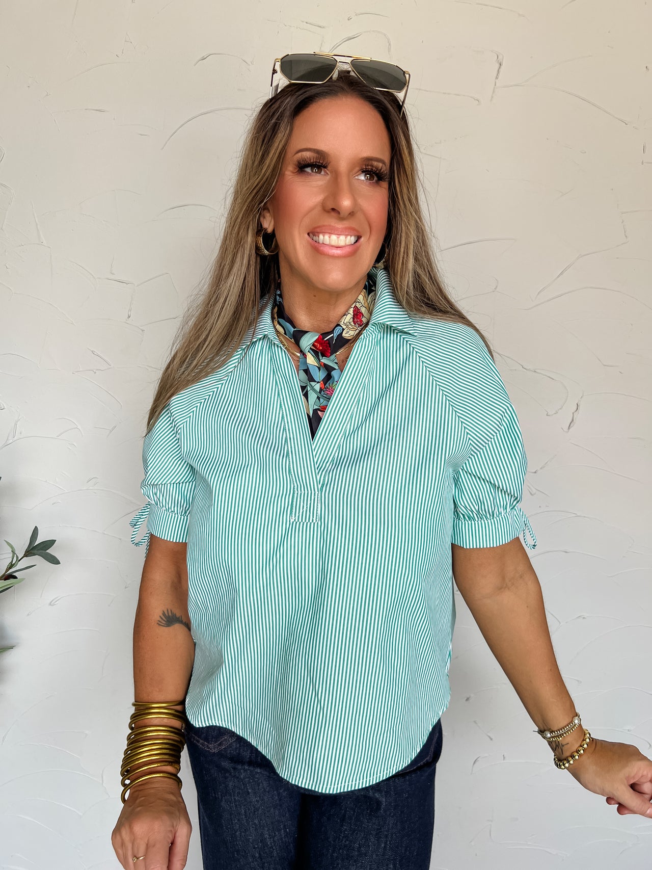 Chill Demeanor Stripes Top- Green