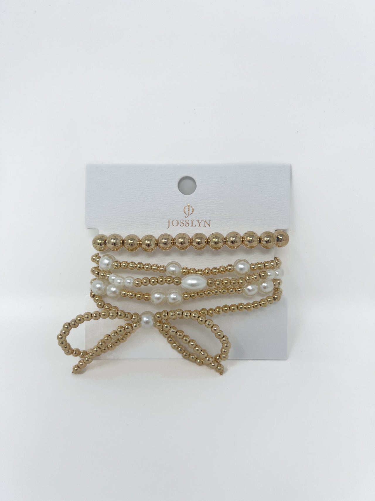 Multi Layer Ball Chain Bead Pearl Bow Bracelet