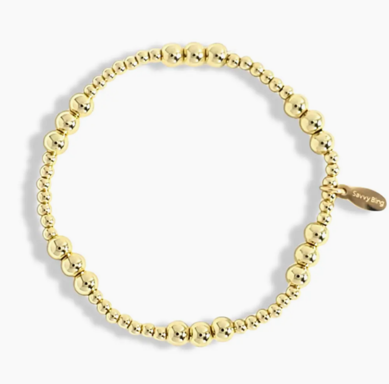 {SB}3mm Gold 5mm Gold Filled Beaded Bracelet