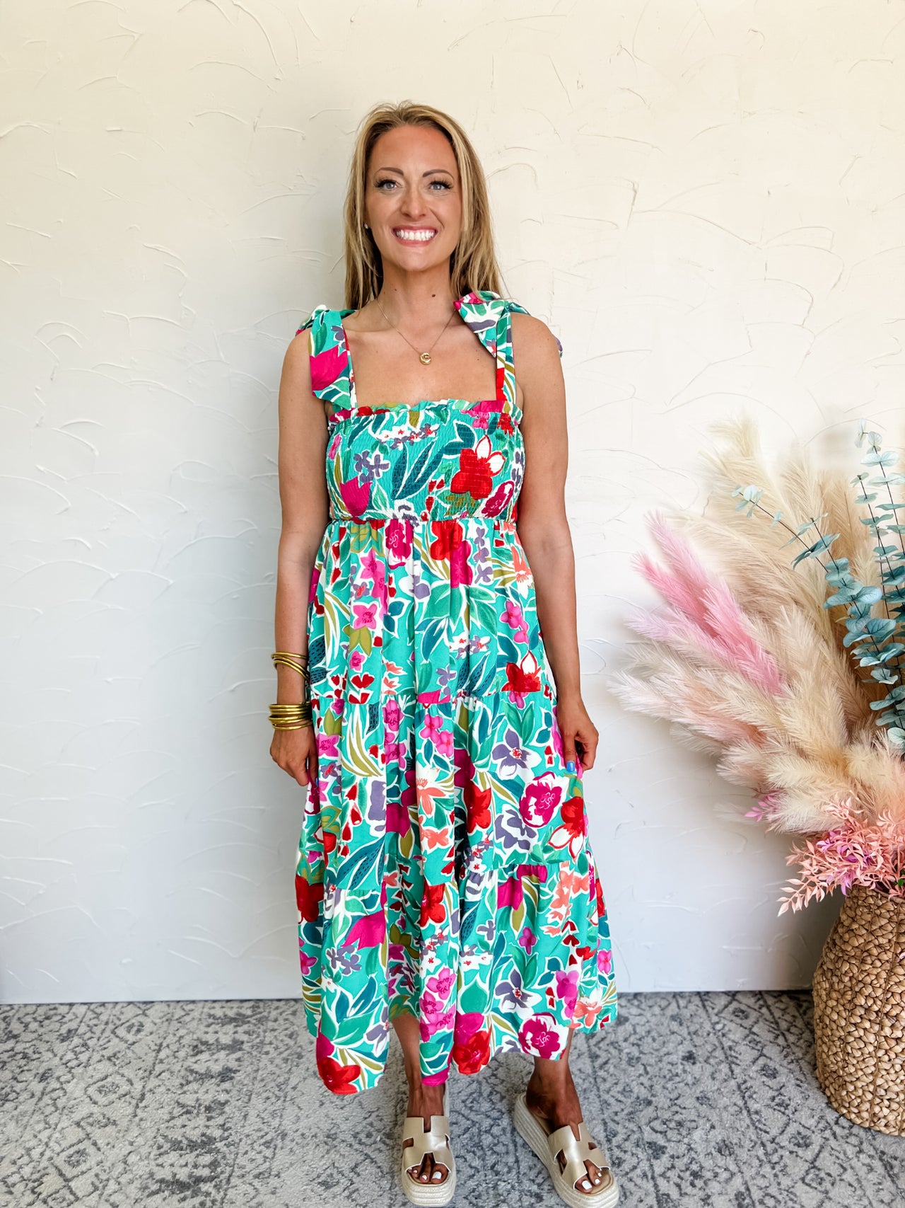 A New Story Smocked Floral Maxi Dress