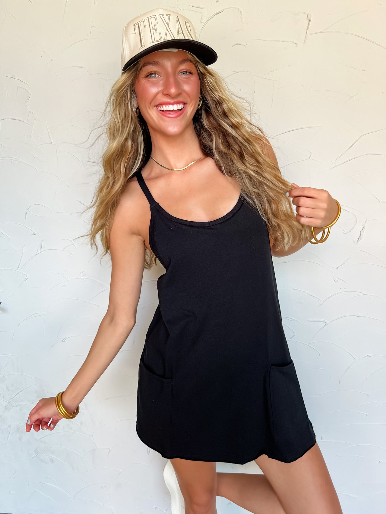 It's The Little Things Romper Lined Dress- Black
