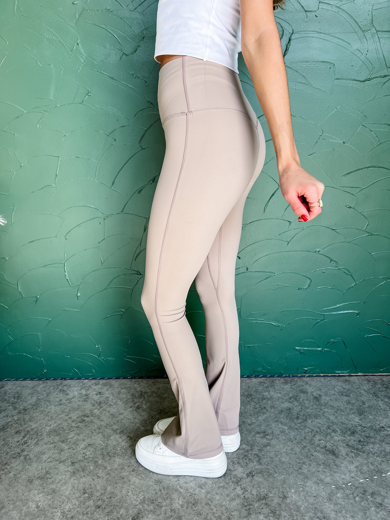 You Have The Strength Soft Flare Leggings- Taupe