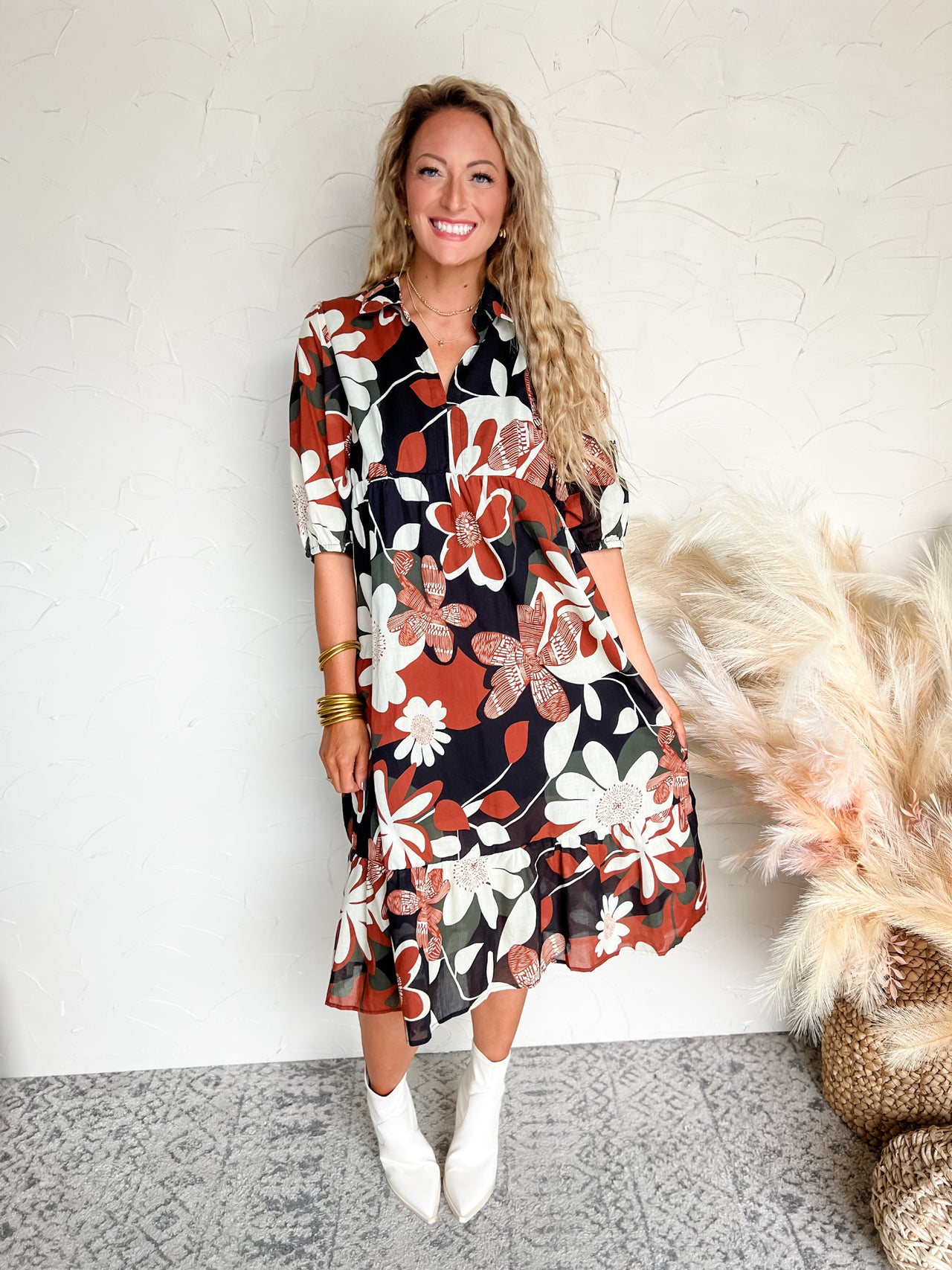 On The Move Floral Midi Dress