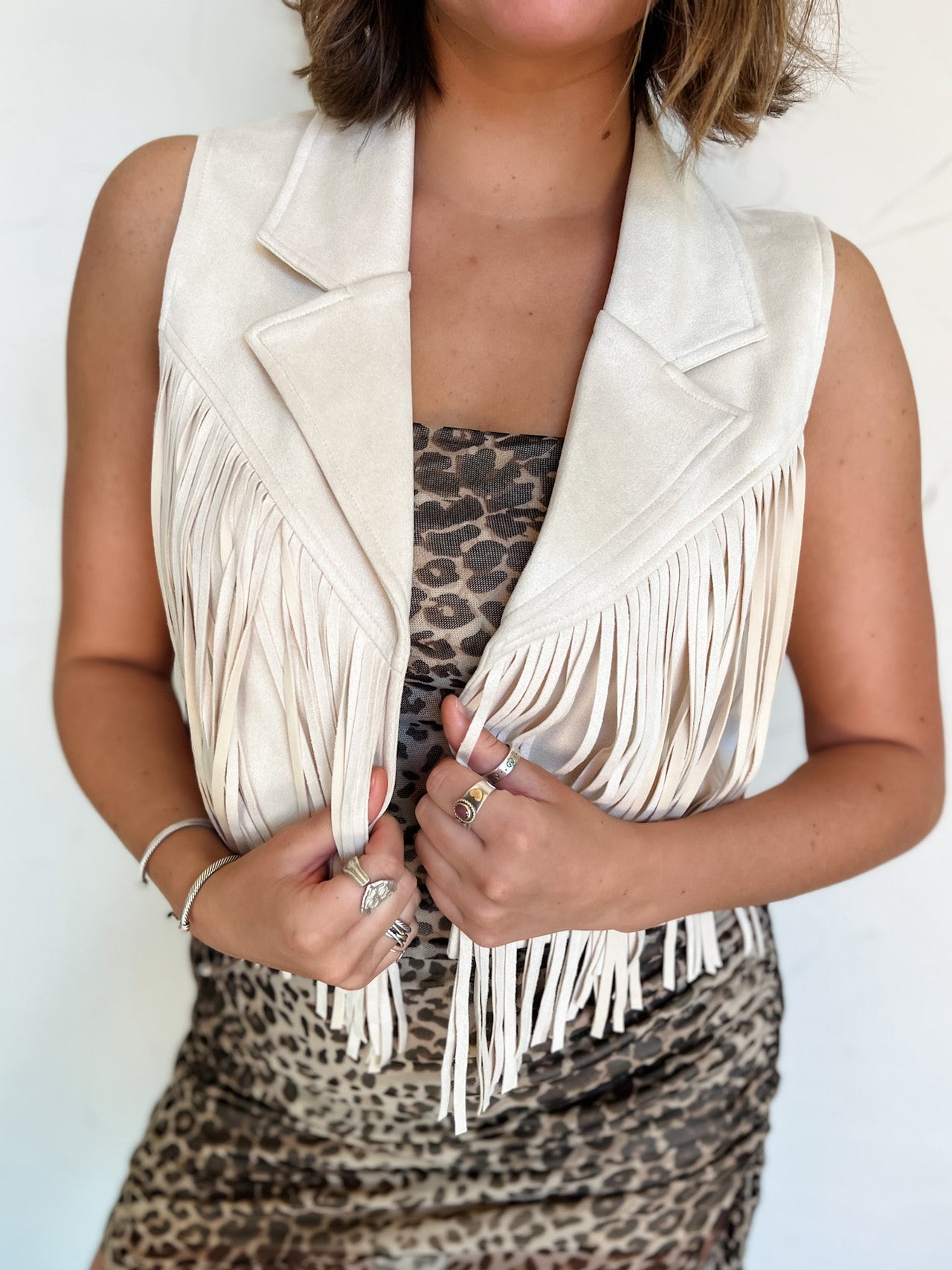 Off You Go Suede Fringe Vest