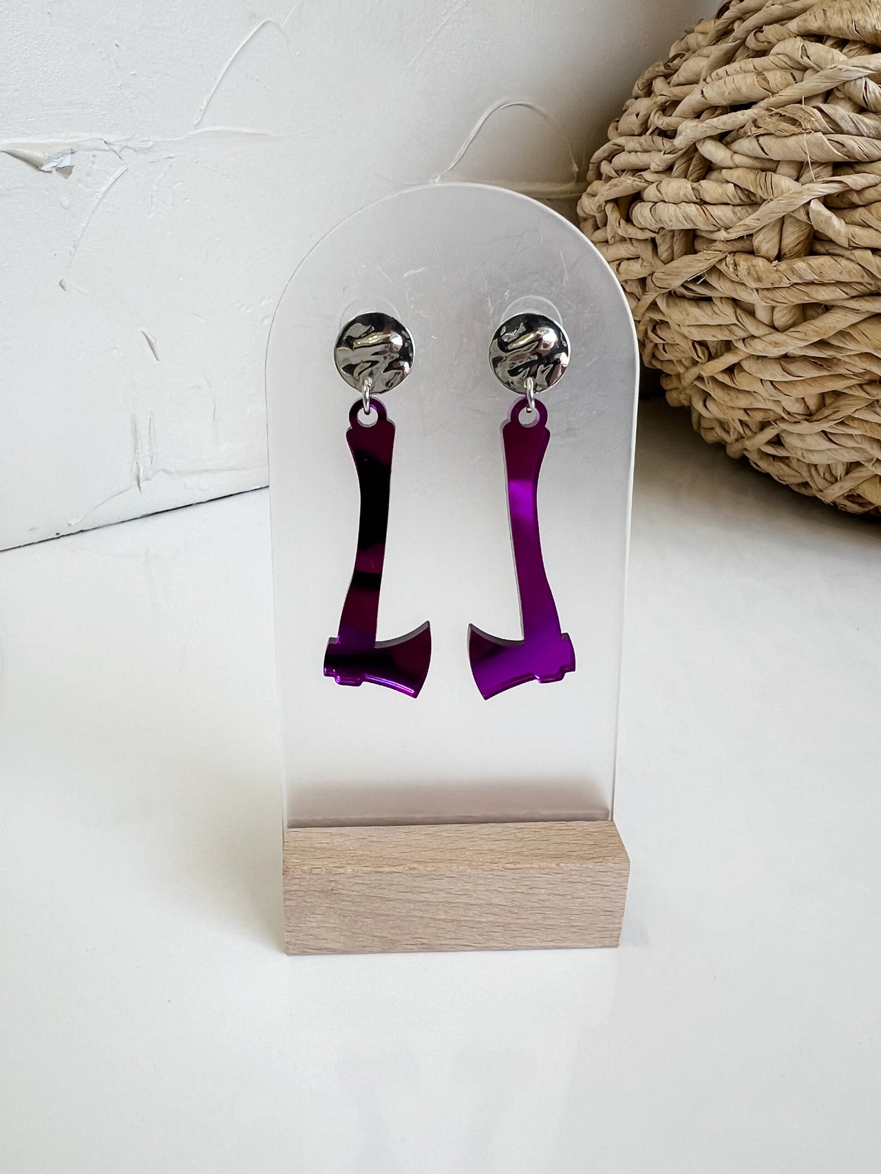 Purple Axe Handle Earrings