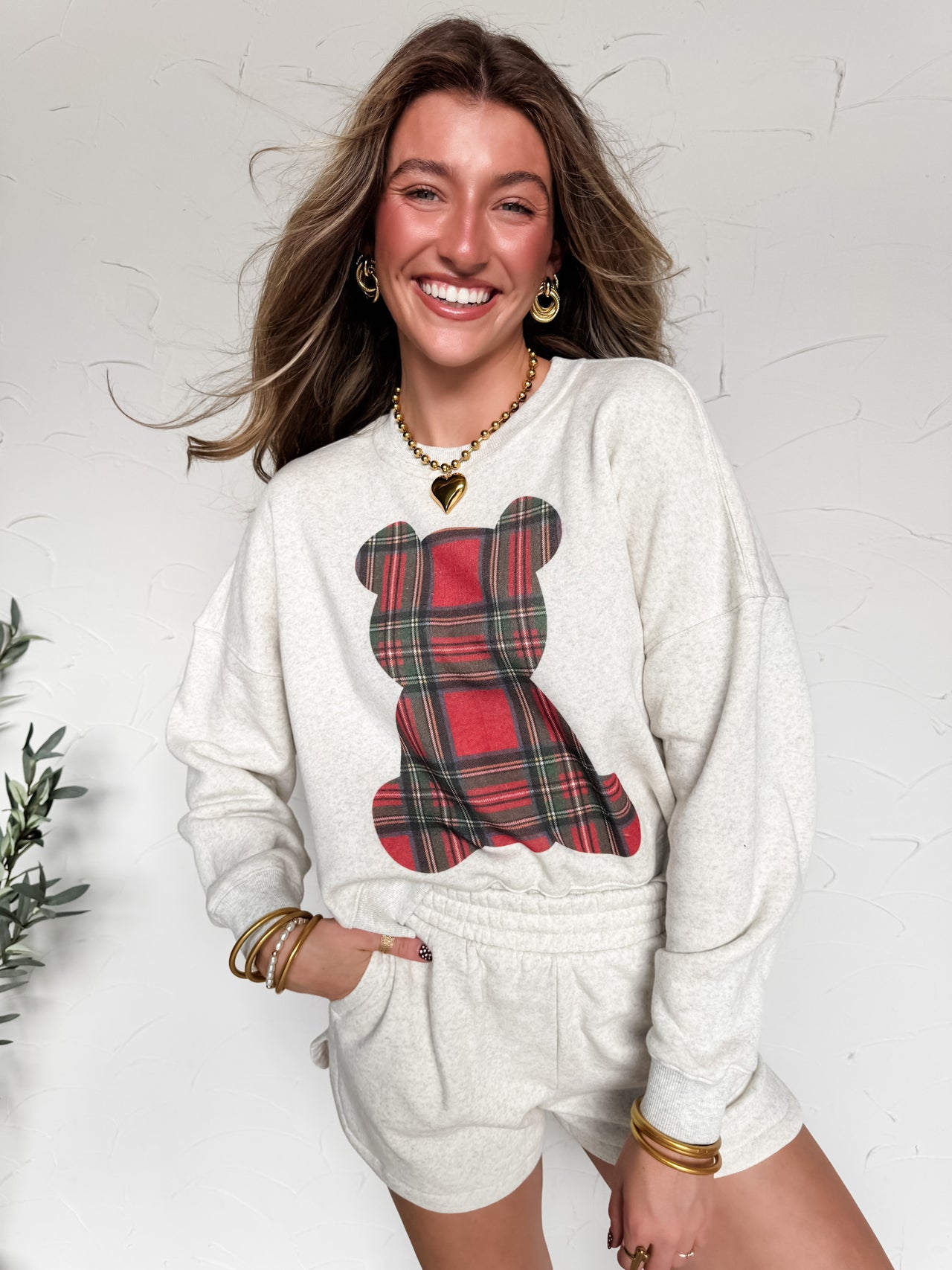 Plaid Teddy Bear Lounge Set