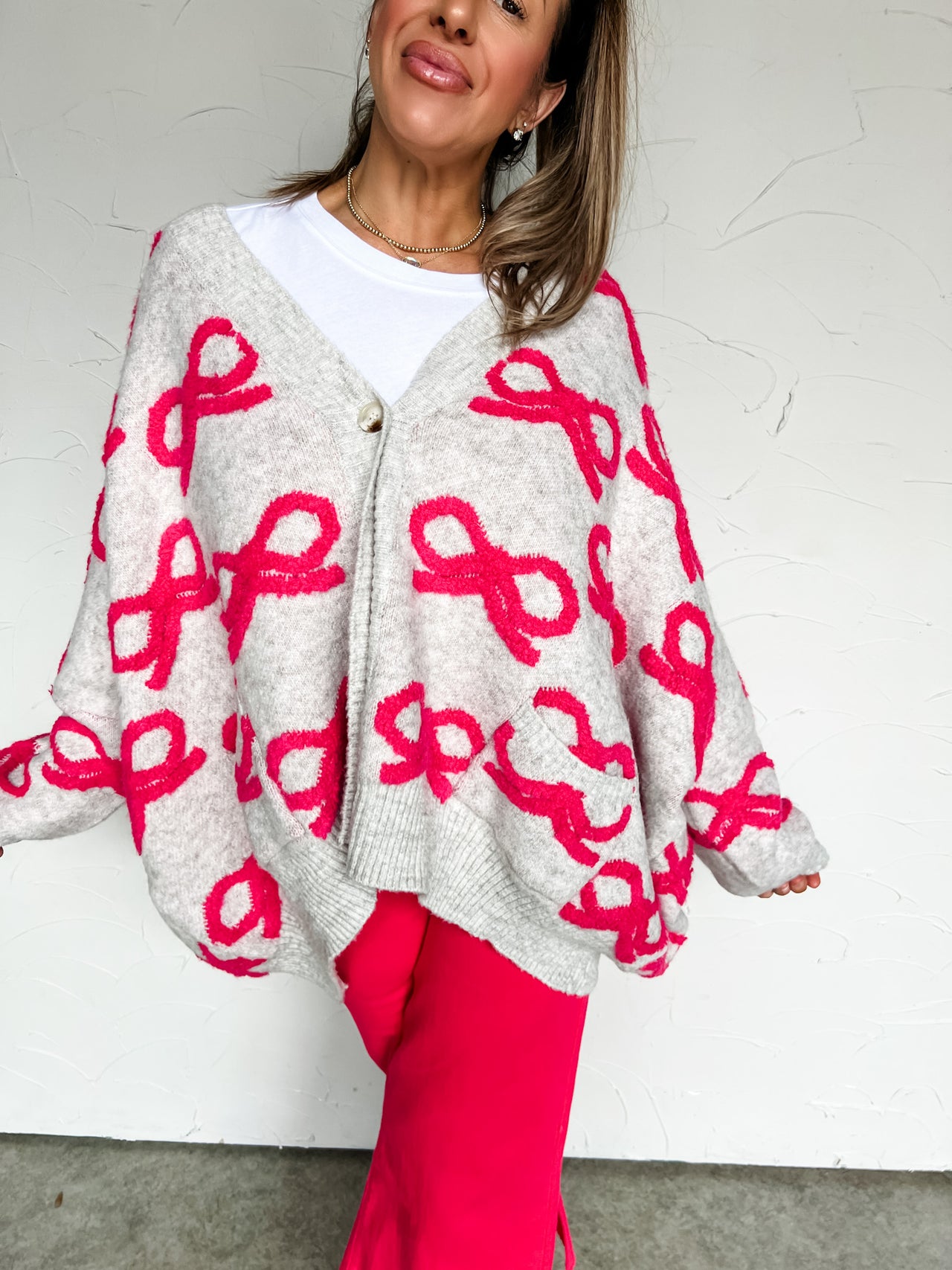 Joy In Every Thread Oversized Ribbon Cardigan