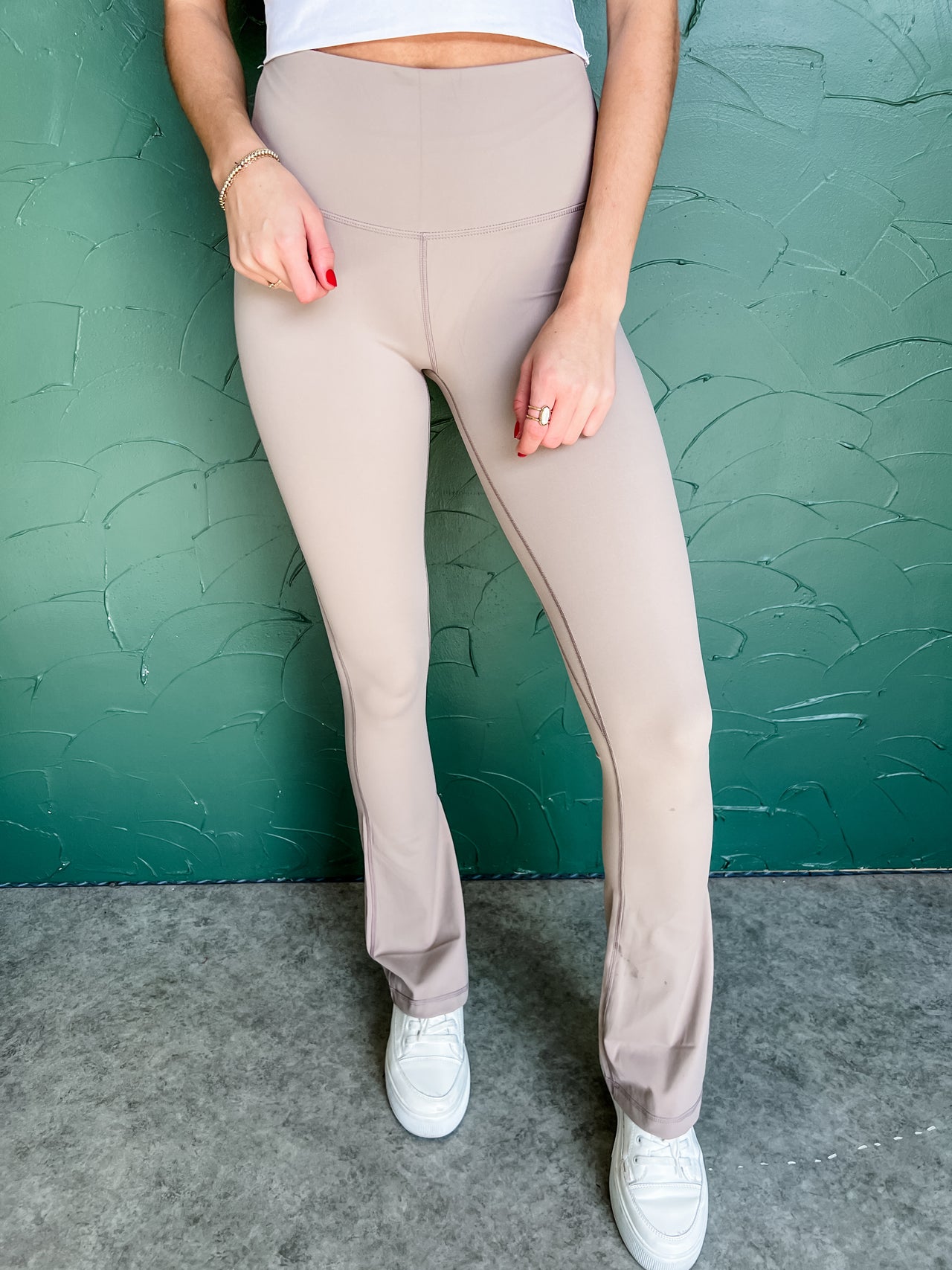 You Have The Strength Soft Flare Leggings- Taupe