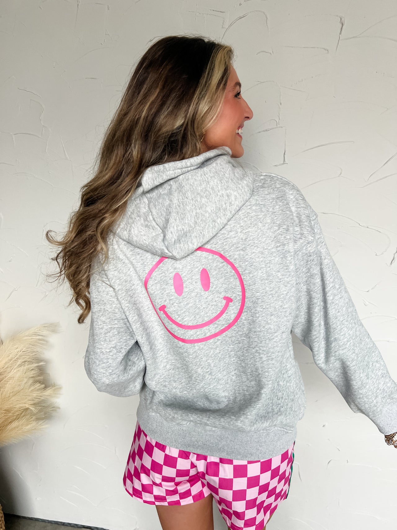 Grey Smile Drawstring Hoodie