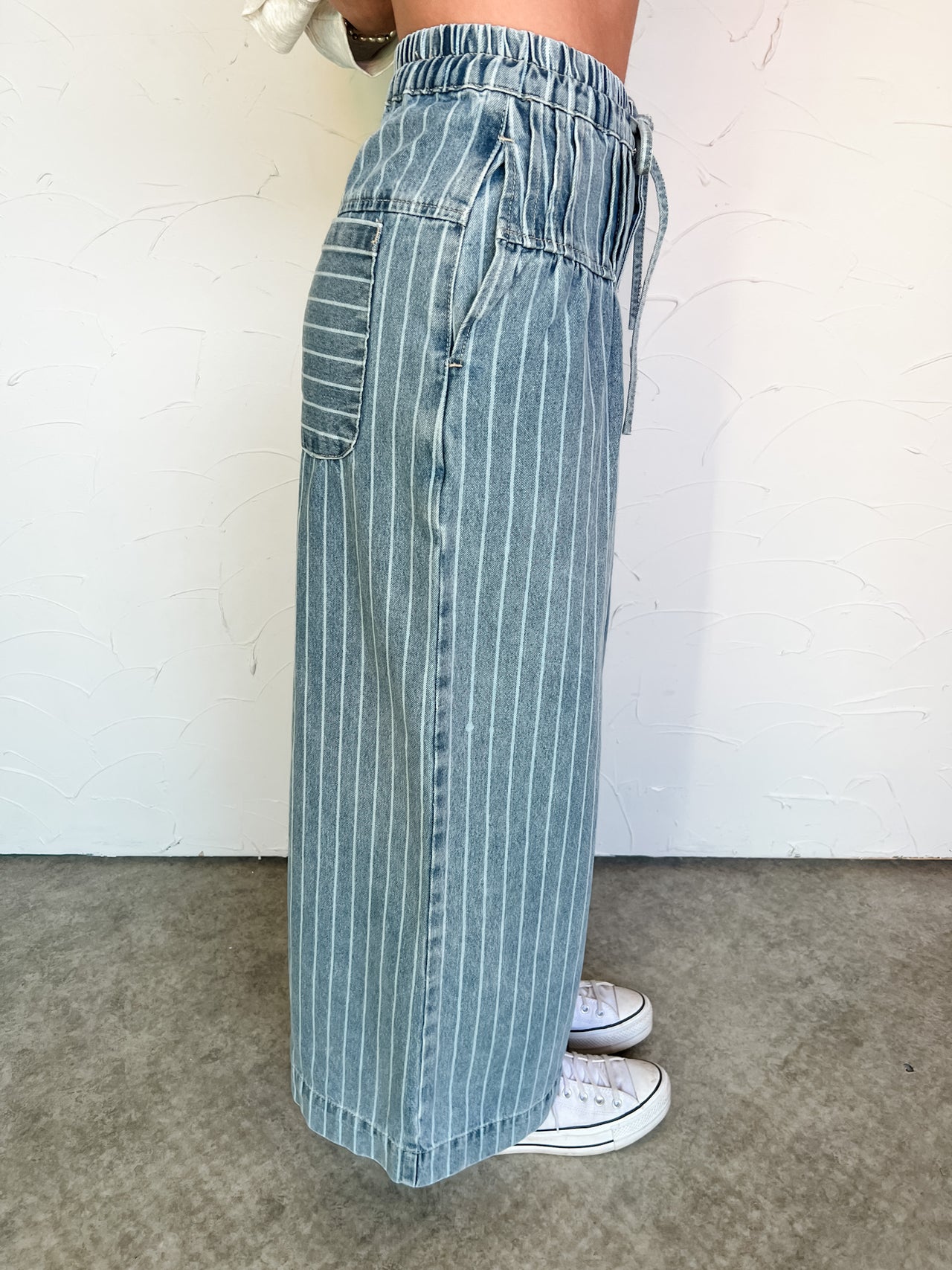 On A Whim Striped Pin Tuck Wide Leg Pants
