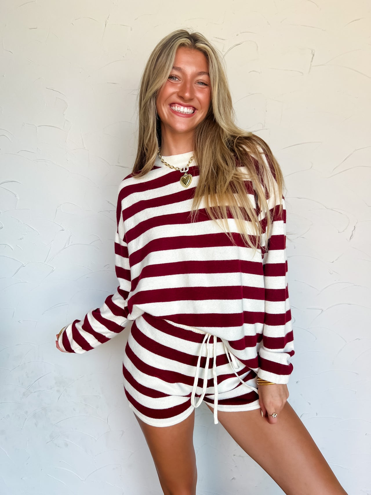 Ready For It Striped Set- Burgundy