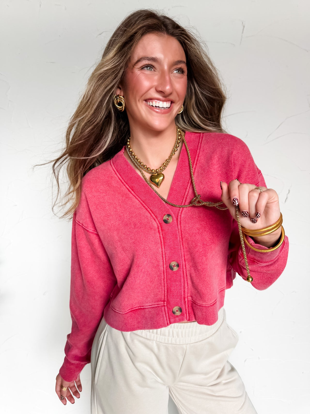 Thread Theory Zip Up Cardigan- Red