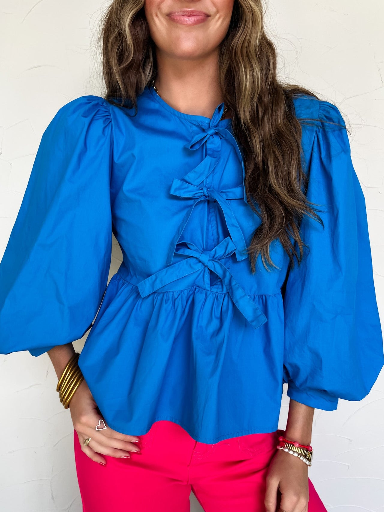 Shoot Your Shot Bow Ties Peplum Top