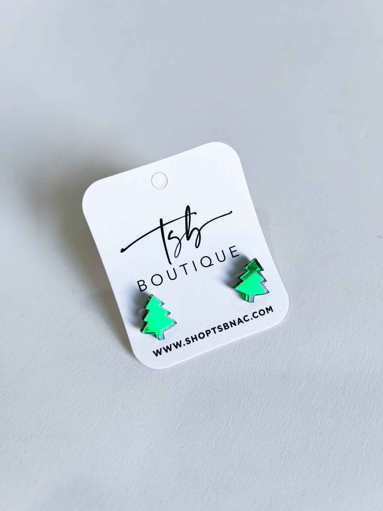 Mini Green Christmas Tree Studs