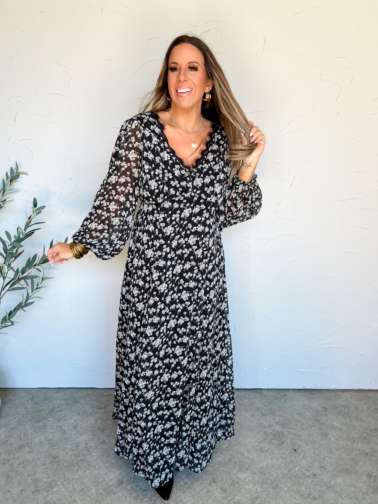 Her Own Time Black Floral Maxi Dress