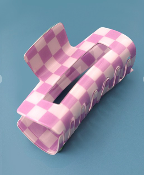 Kayci Lavender Jumbo Checkered Hair Claw