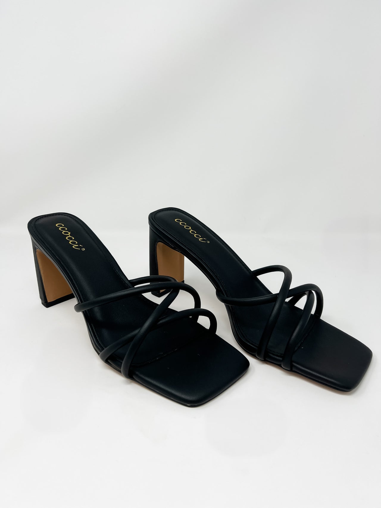 Jenna Square Toe Strappy Heels- Black