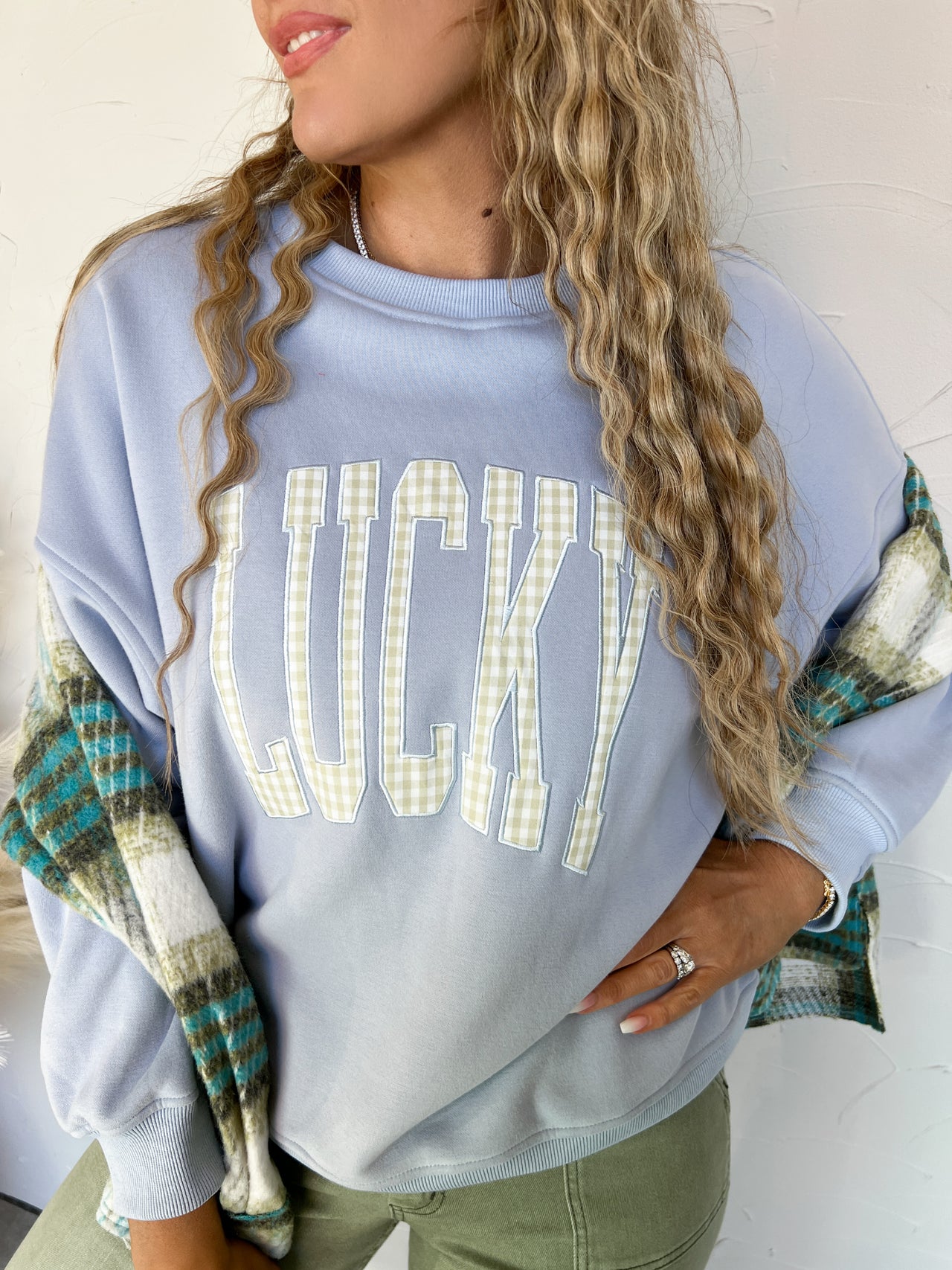 LUCKY Blue Oversized Sweatshirt