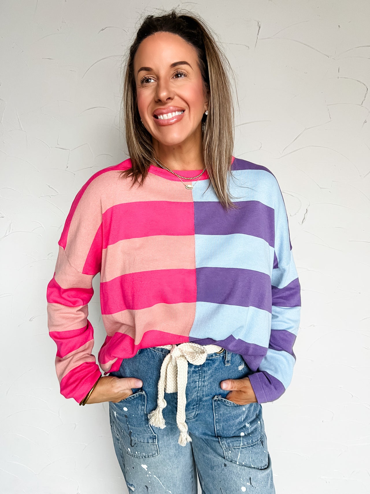 Like A Dream Color Block Purple/Blue Sweater